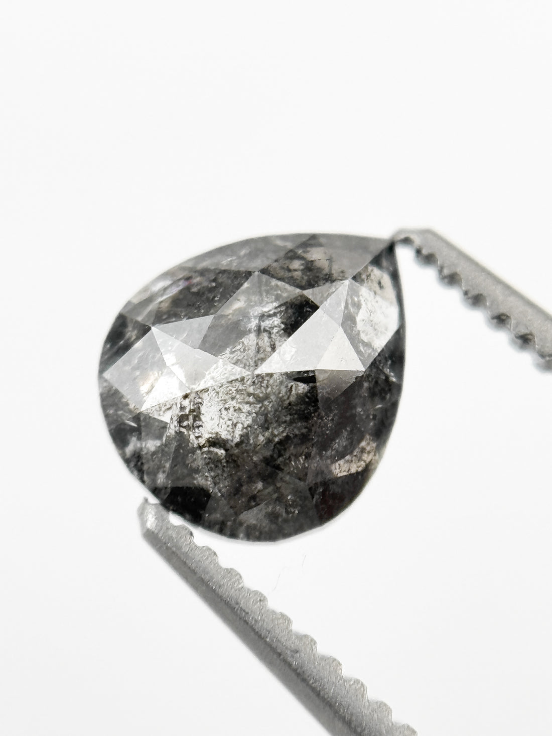 0.88 Ct Pear Rose Cut Grey Natural Galaxy Diamond