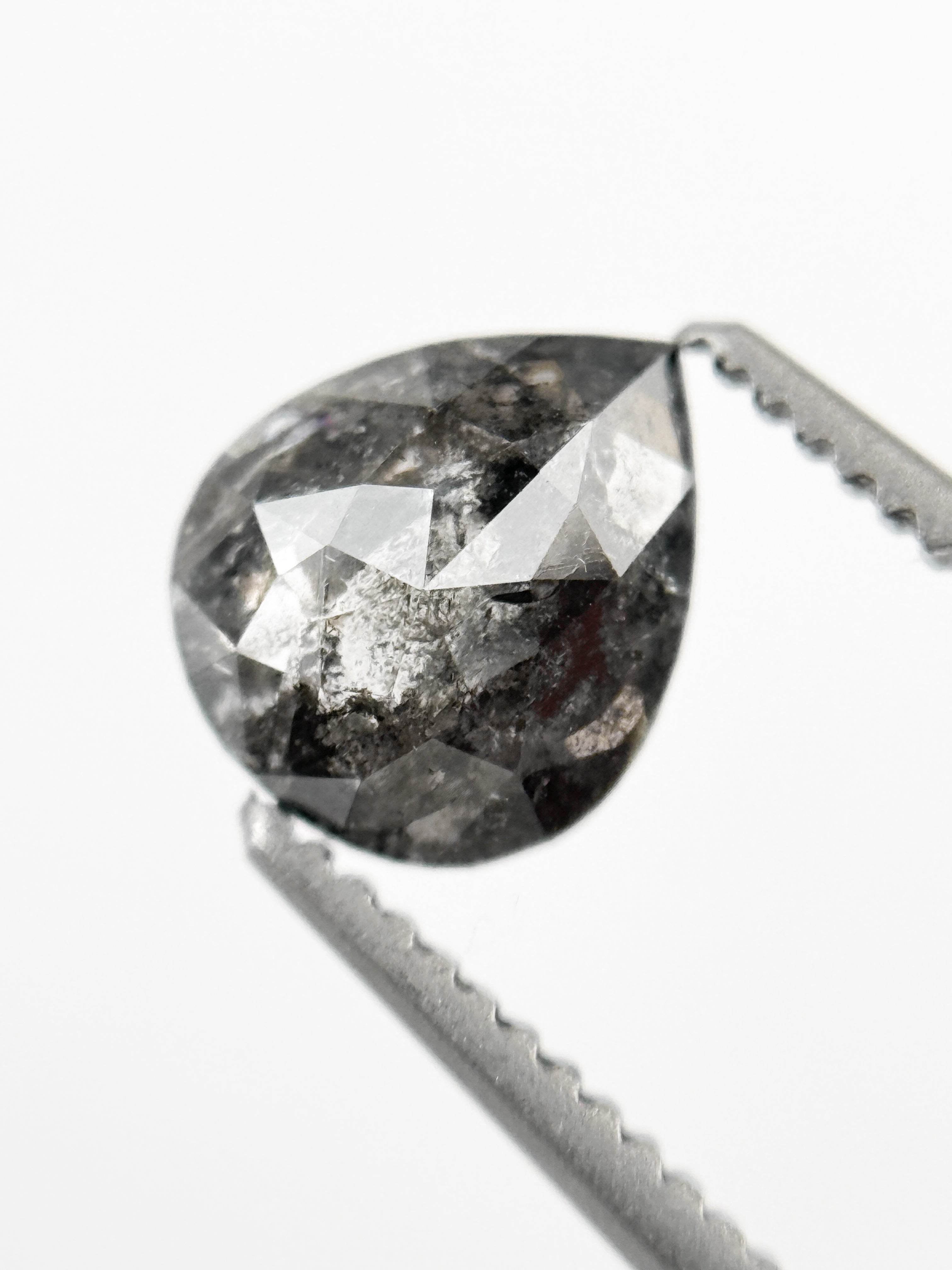 0.88 Ct Pear Rose Cut Grey Natural Galaxy Diamond