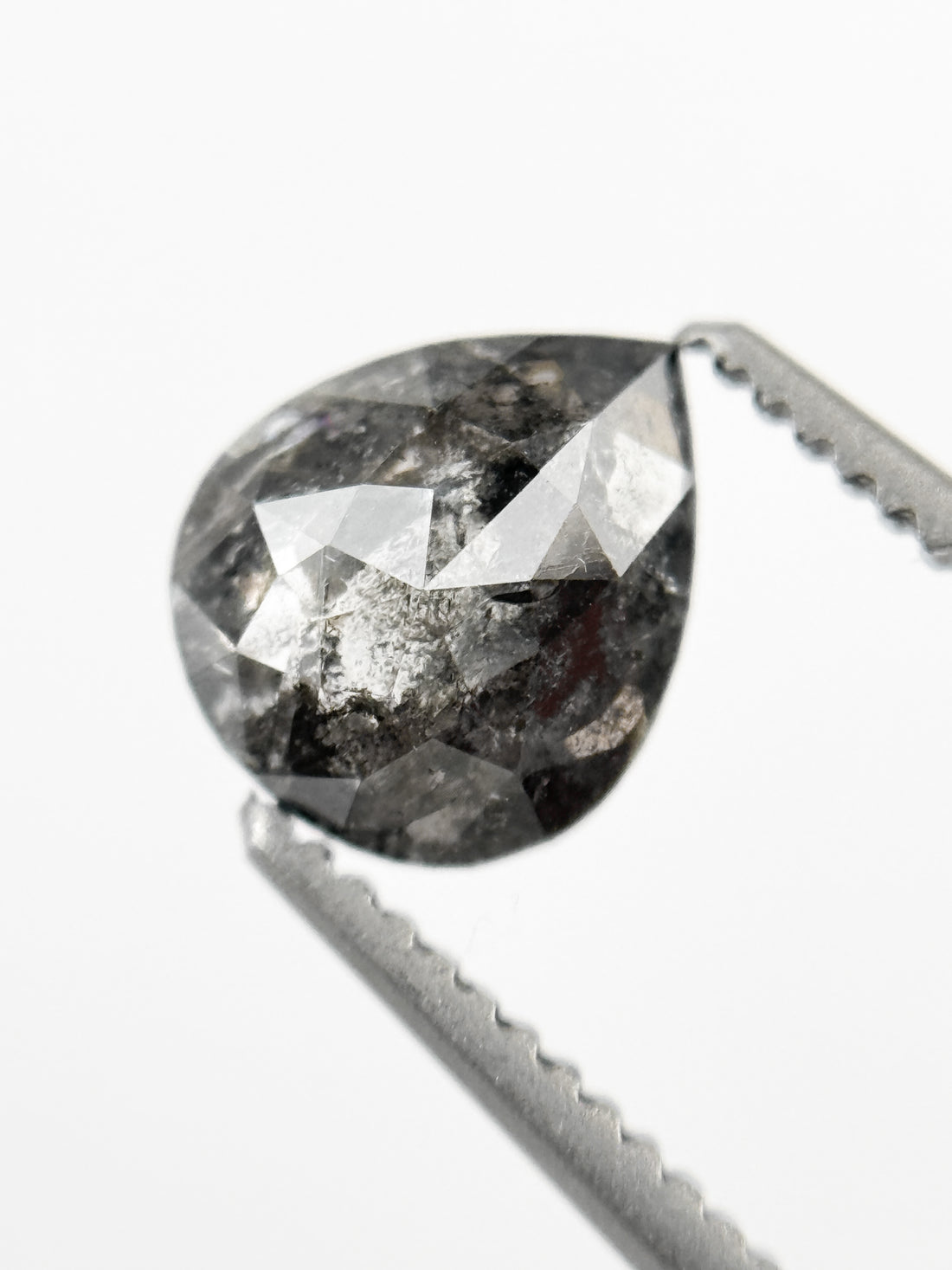 0.88 Ct Pear Rose Cut Grey Natural Galaxy Diamond