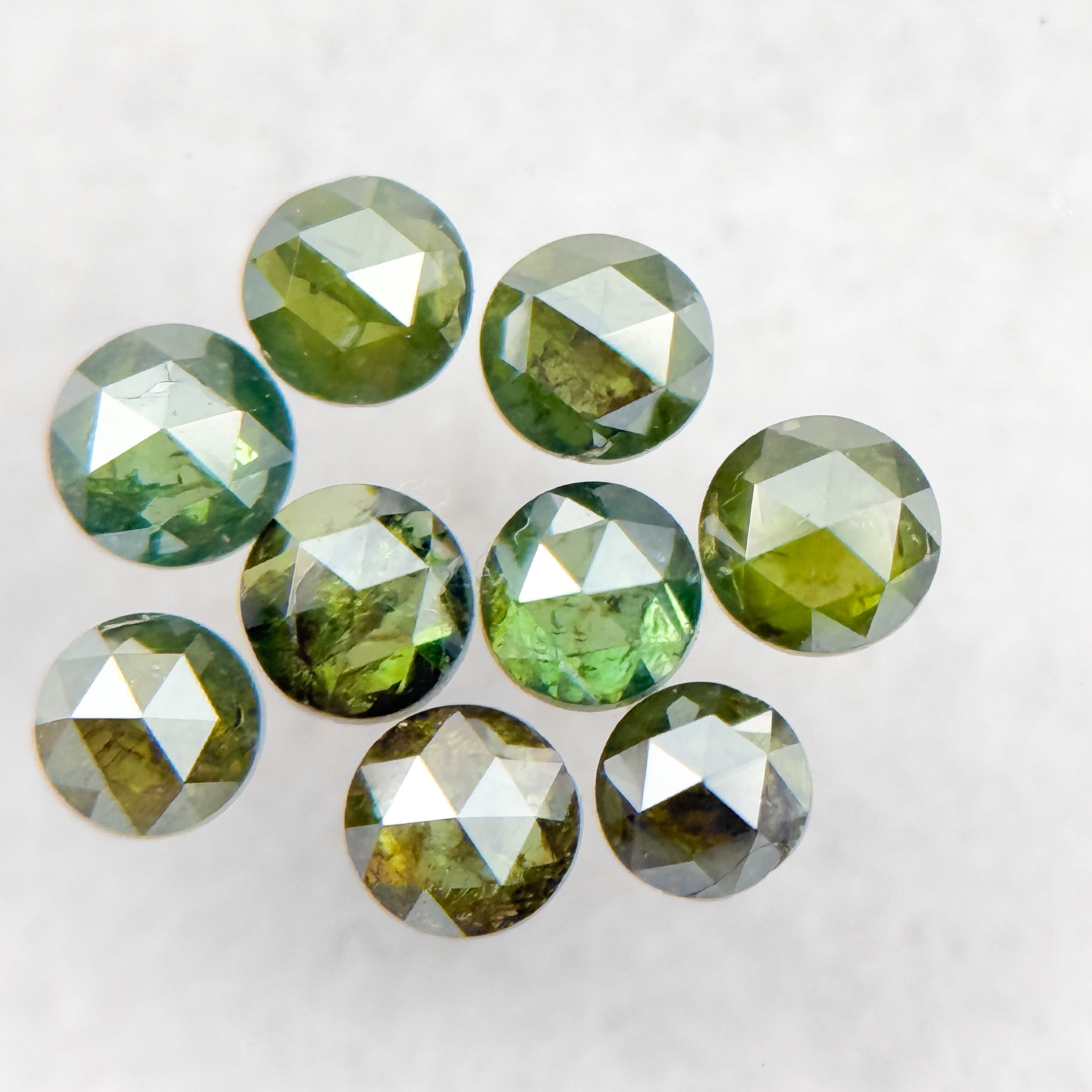 1.5 MM Round Rose Cut Green Natural Minimalist Diamond