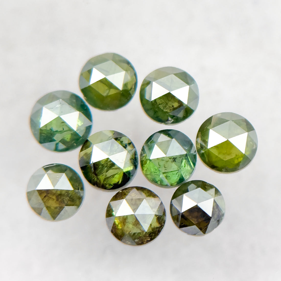 1.5 MM Round Rose Cut Green Natural Minimalist Diamond