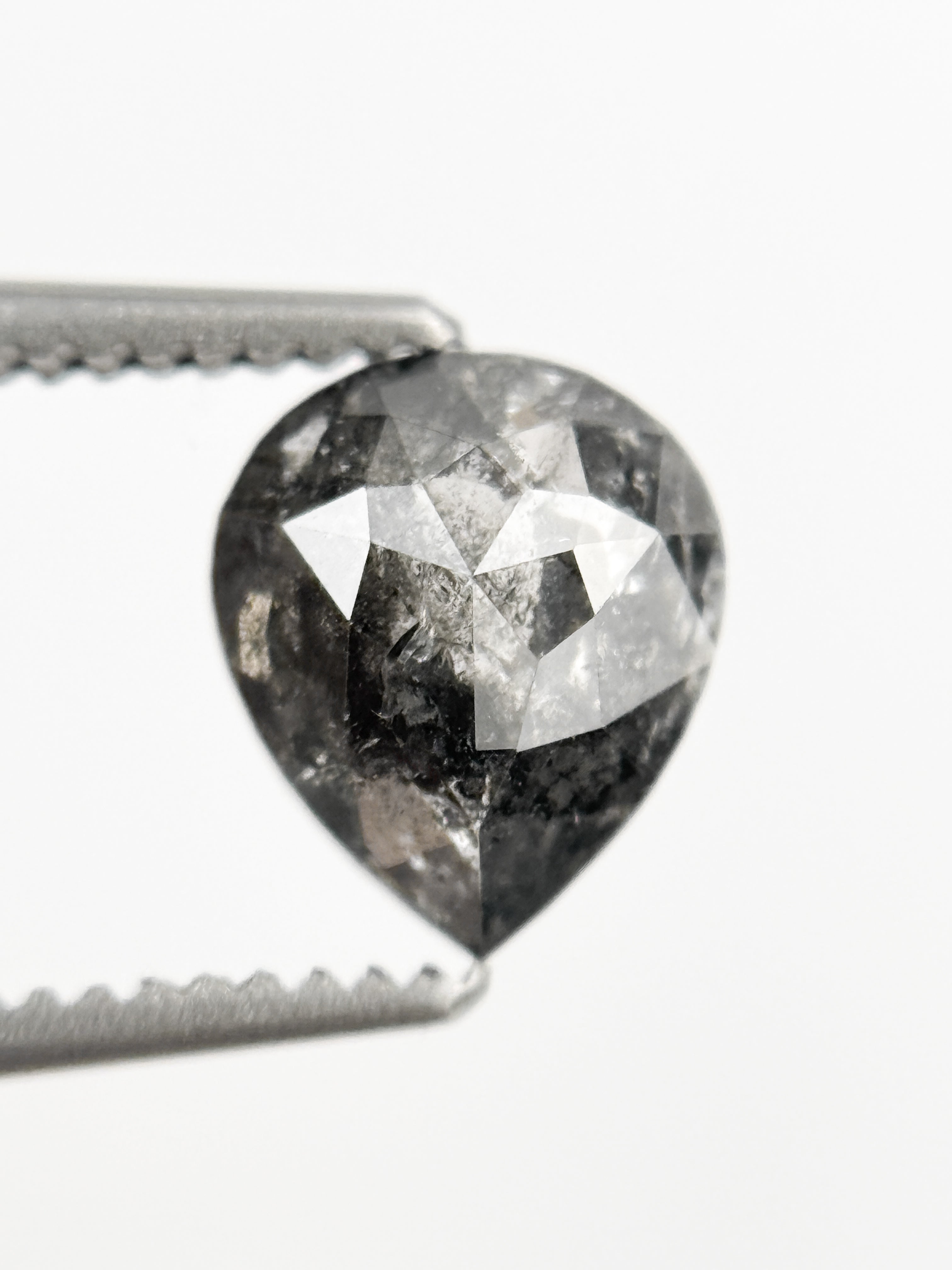 0.88 Ct Pear Rose Cut Grey Natural Galaxy Diamond