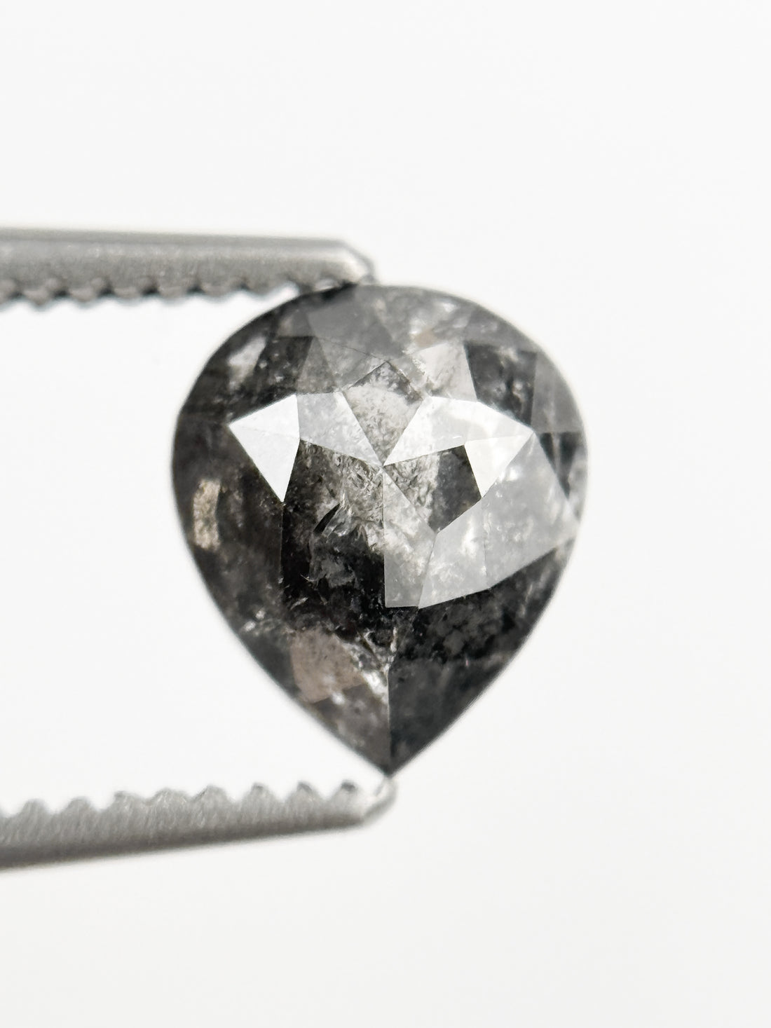 0.88 Ct Pear Rose Cut Grey Natural Galaxy Diamond