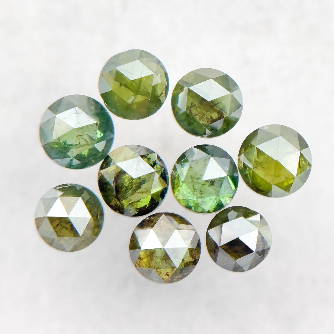 1.5 MM Round Rose Cut Green Natural Minimalist Diamond
