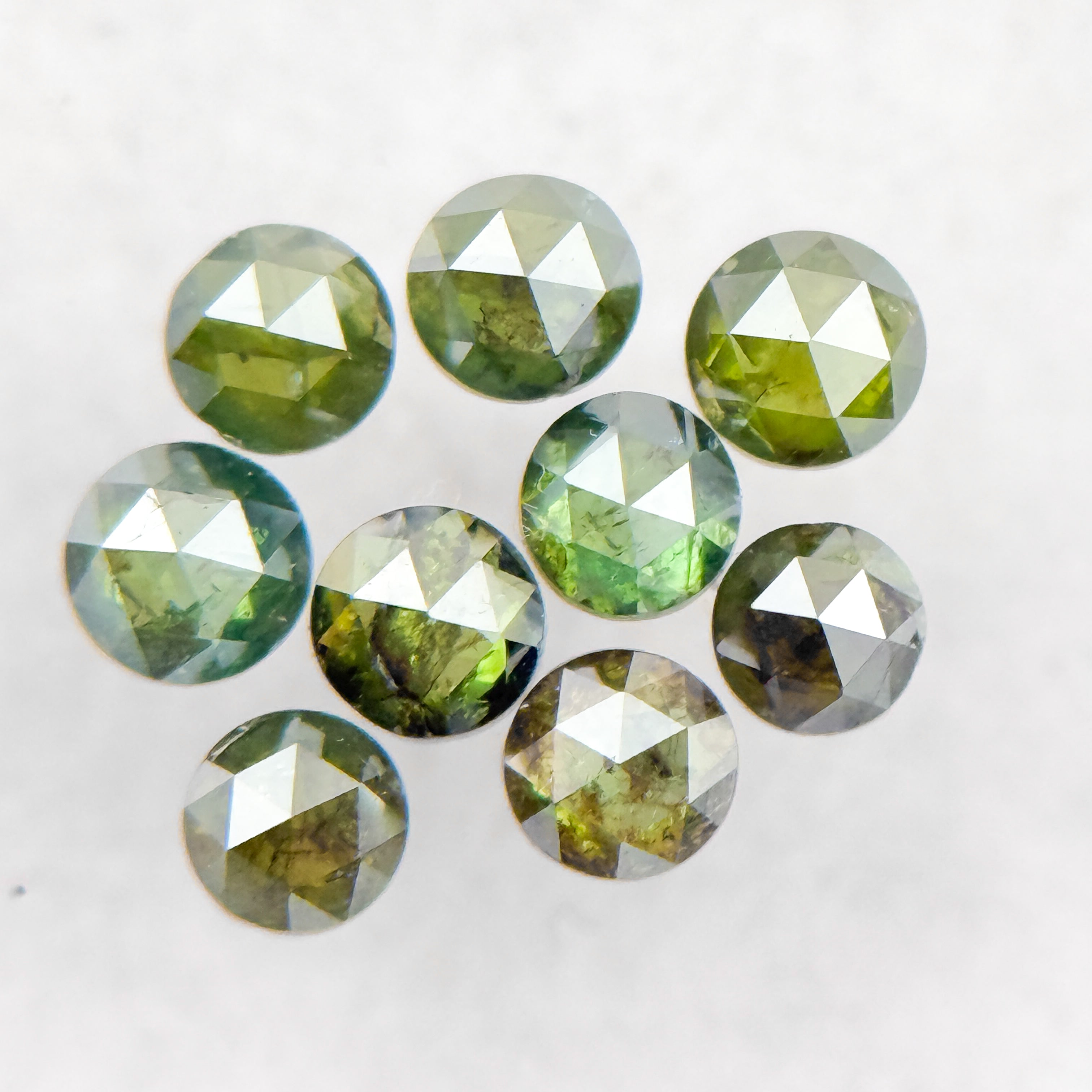 1.5 MM Round Rose Cut Green Natural Minimalist Diamond
