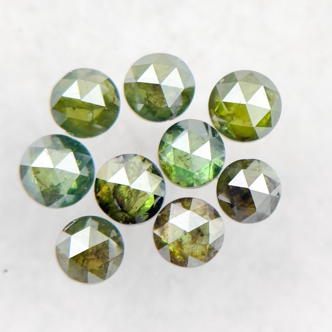 1.5 MM Round Rose Cut Green Natural Minimalist Diamond