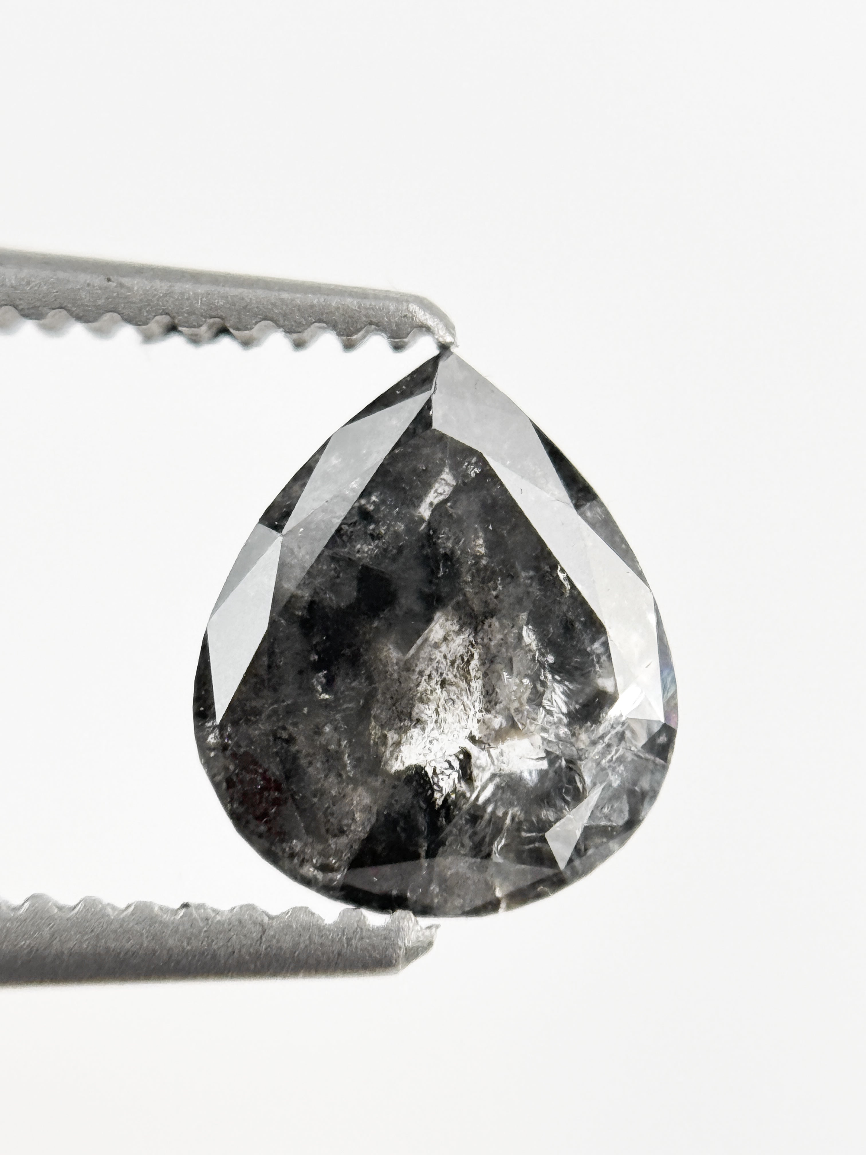 0.88 Ct Pear Rose Cut Grey Natural Galaxy Diamond