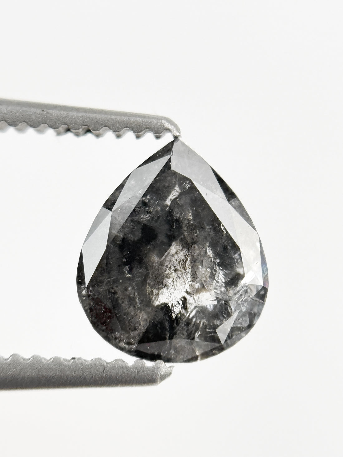 0.88 Ct Pear Rose Cut Grey Natural Galaxy Diamond