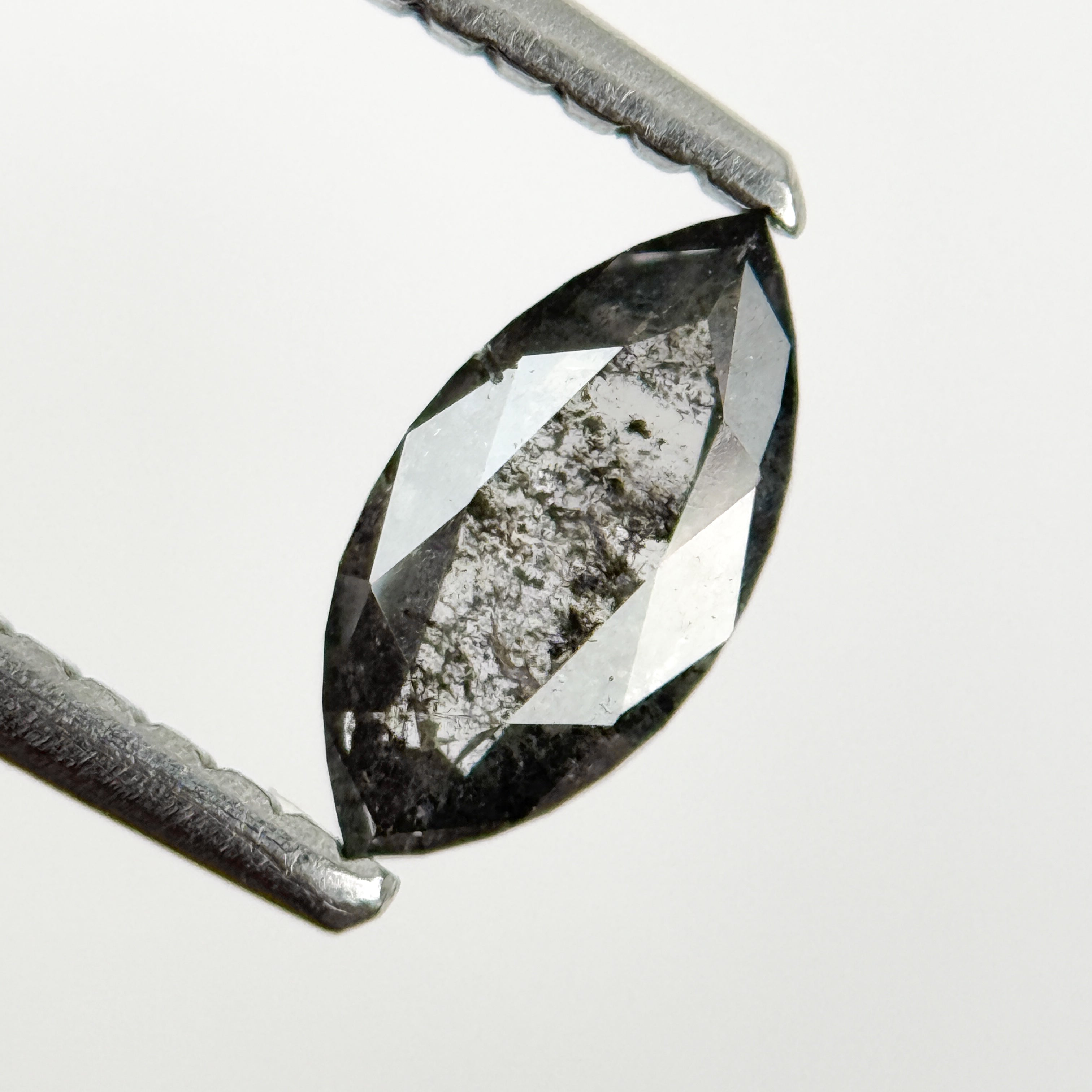 0.52 Ct Marquise Rose Cut Grey Natural Salt and Pepper Diamond