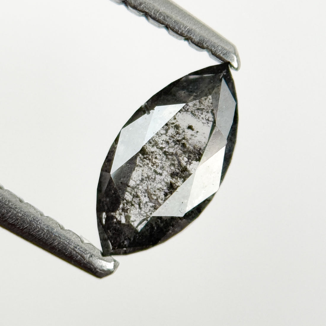 0.52 Ct Marquise Rose Cut Grey Natural Salt and Pepper Diamond