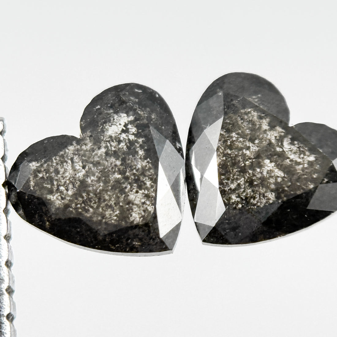1.10 Ct Heart Rose Cut Black Natural Salt and Pepper Diamond