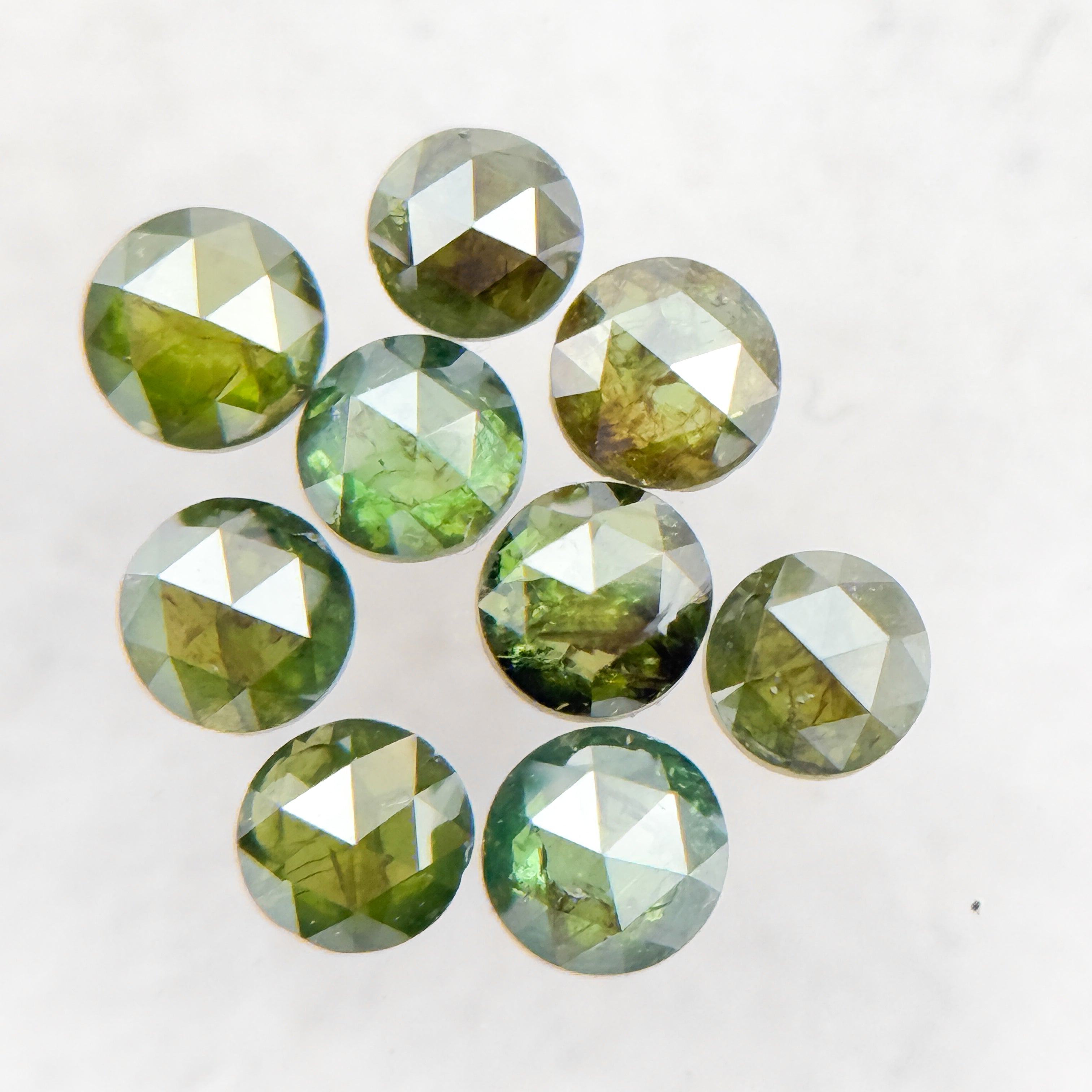 1.5 MM Round Rose Cut Green Natural Minimalist Diamond