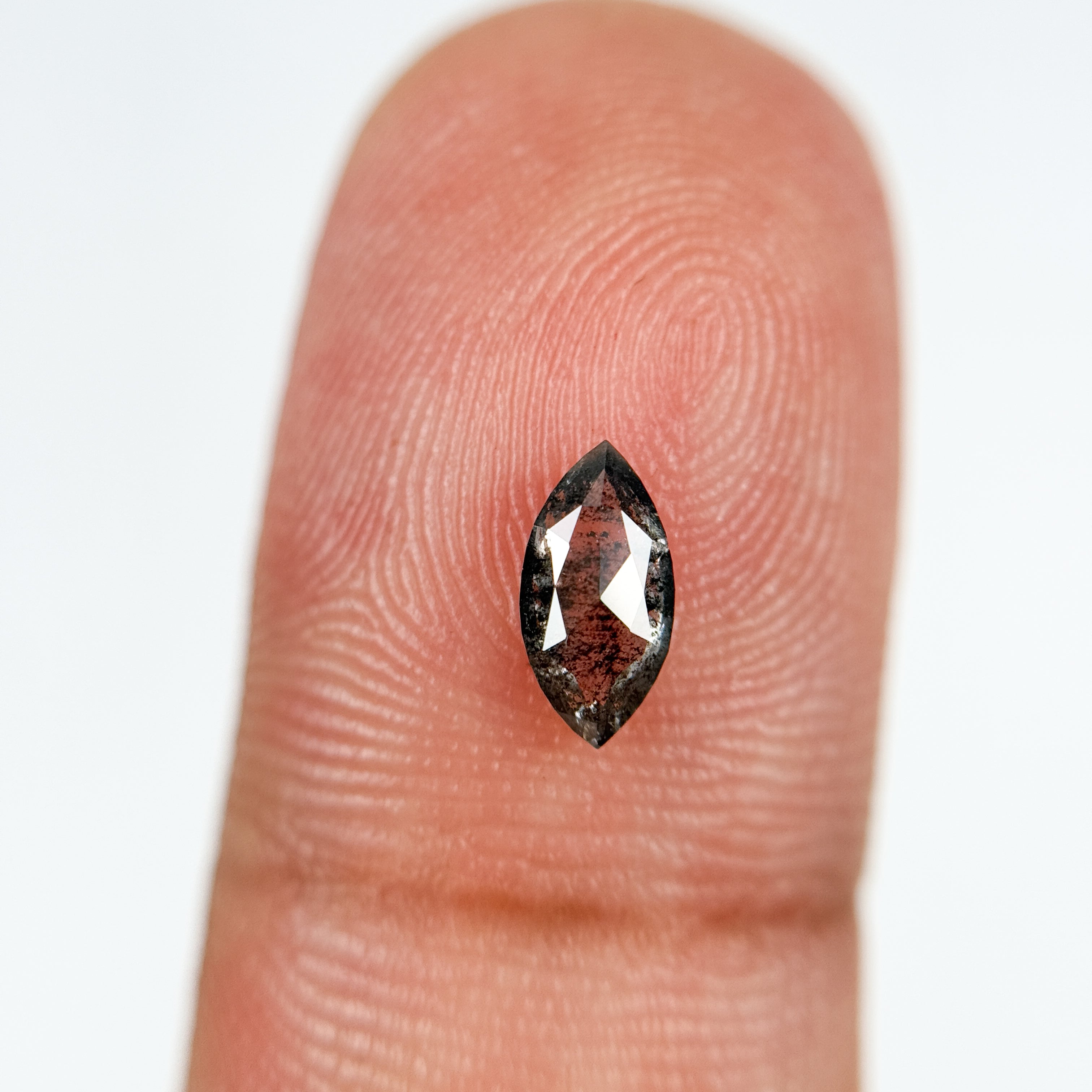 0.52 Ct Marquise Rose Cut Grey Natural Salt and Pepper Diamond