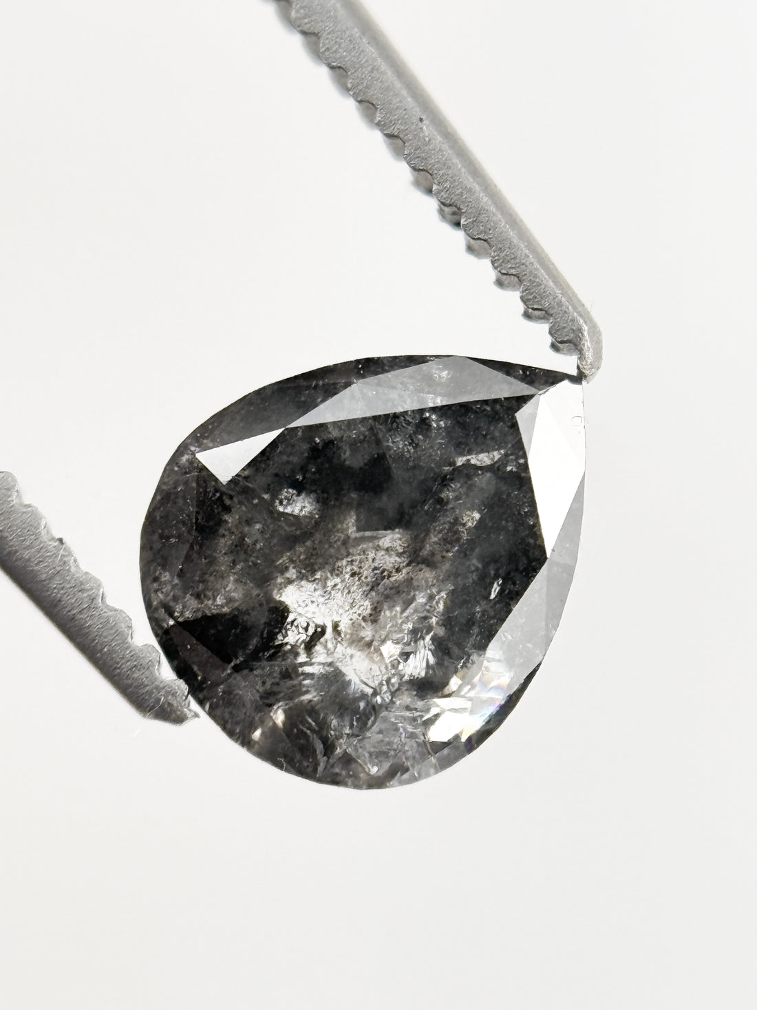 0.88 Ct Pear Rose Cut Grey Natural Galaxy Diamond