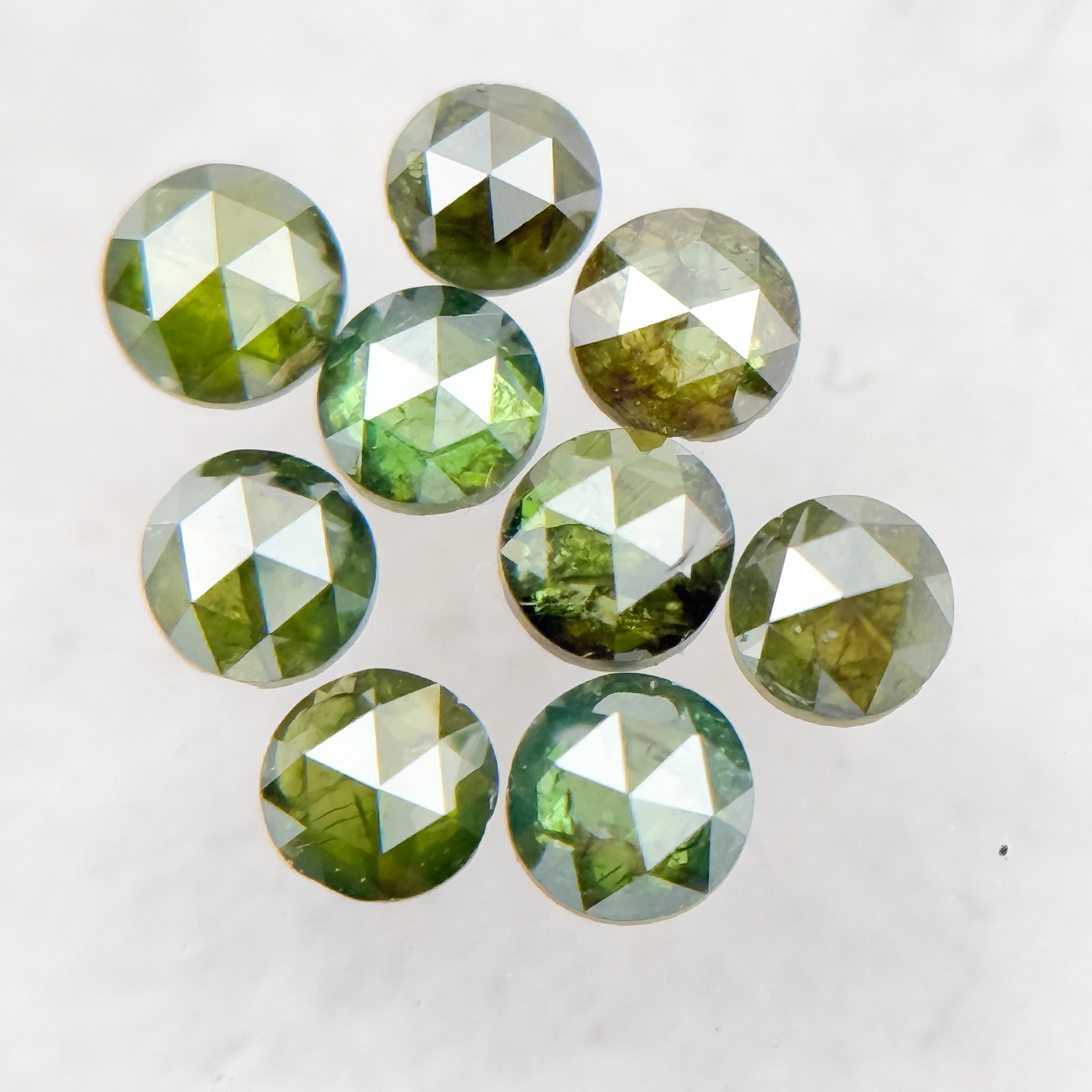 1.5 MM Round Rose Cut Green Natural Minimalist Diamond