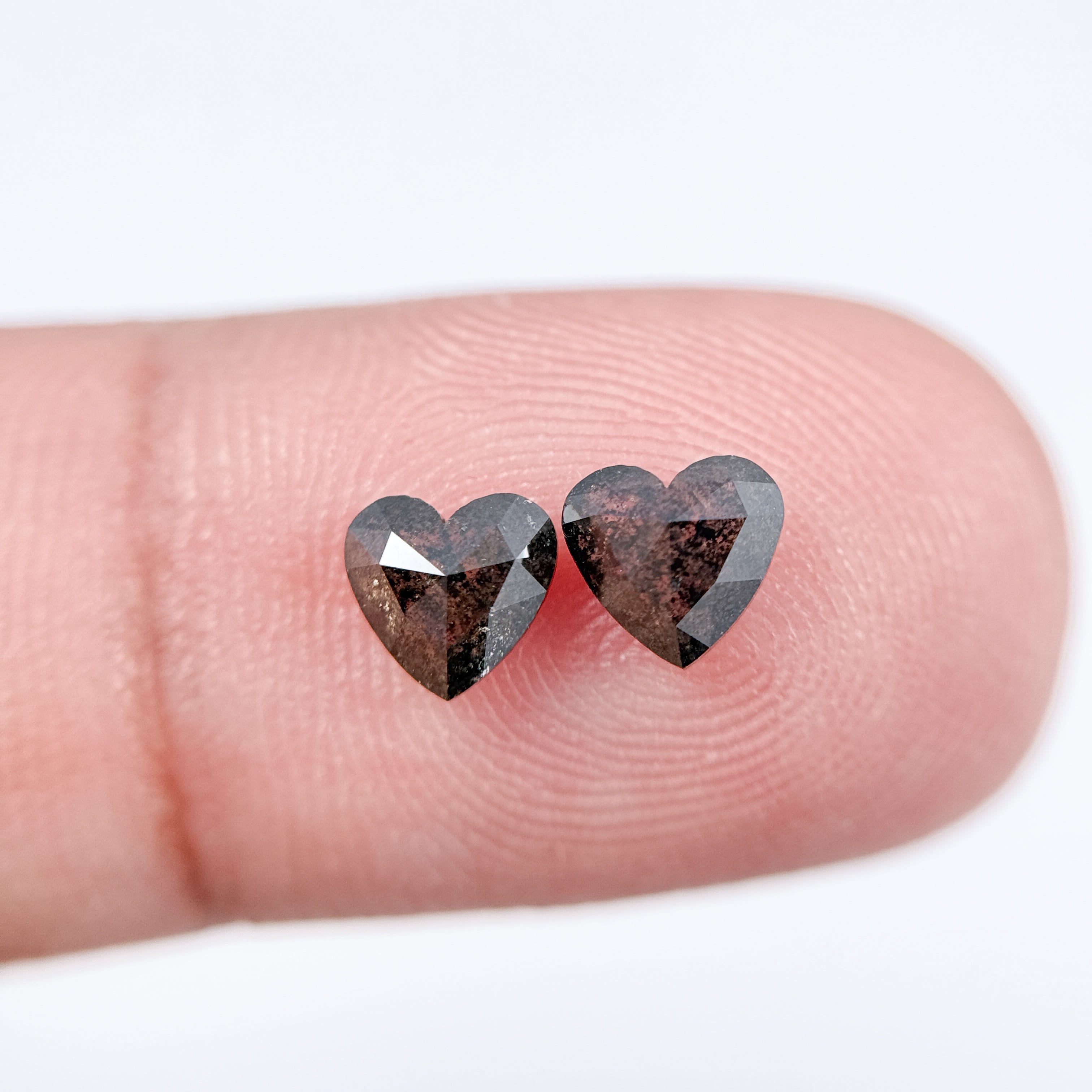 1.10 Ct Heart Rose Cut Black Natural Salt and Pepper Diamond