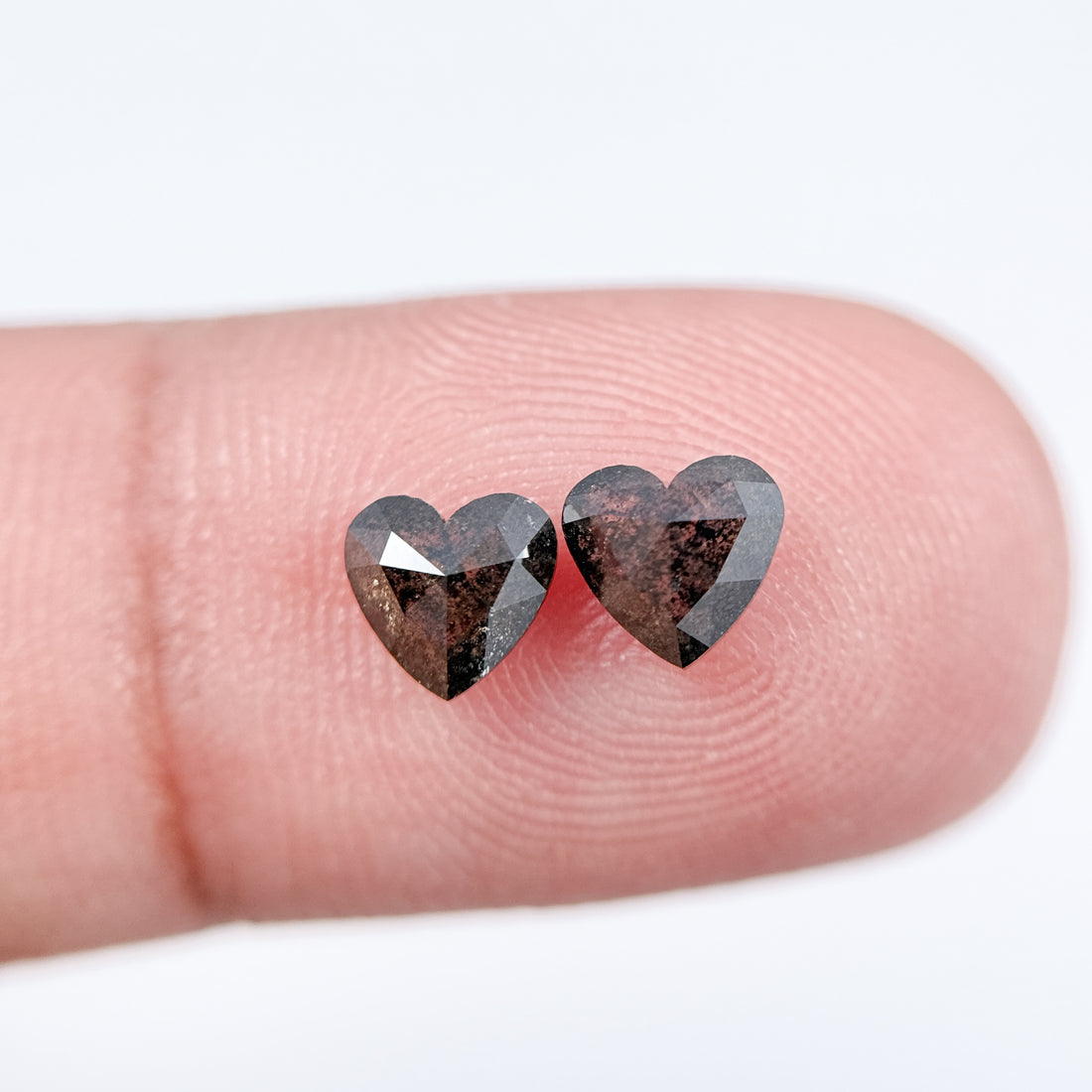 1.10 Ct Heart Rose Cut Black Natural Salt and Pepper Diamond
