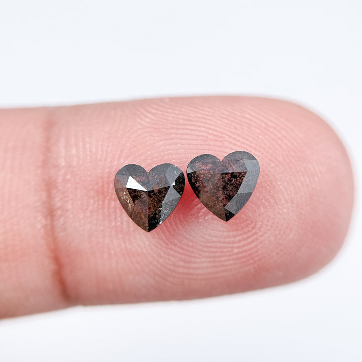 1.10 Ct Heart Rose Cut Black Natural Salt and Pepper Diamond