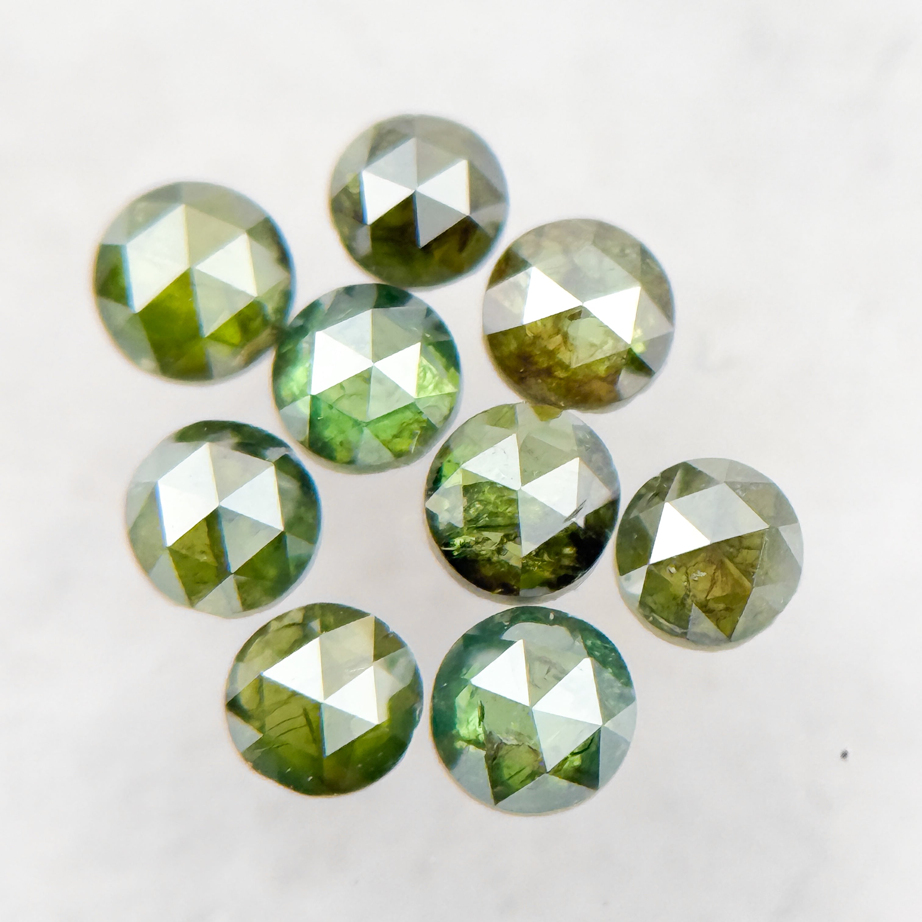 1.5 MM Round Rose Cut Green Natural Minimalist Diamond