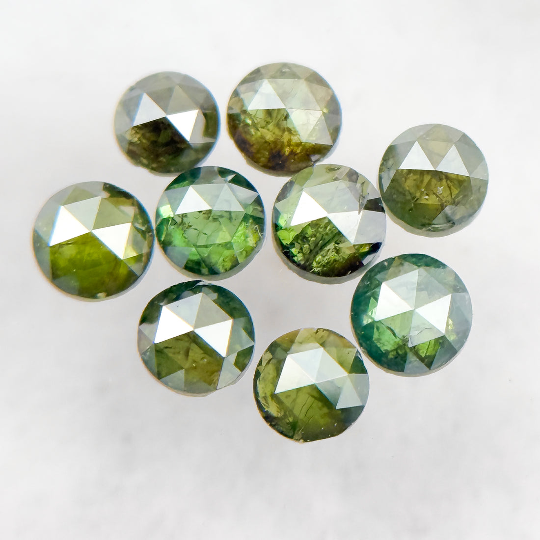 1.5 MM Round Rose Cut Green Natural Minimalist Diamond