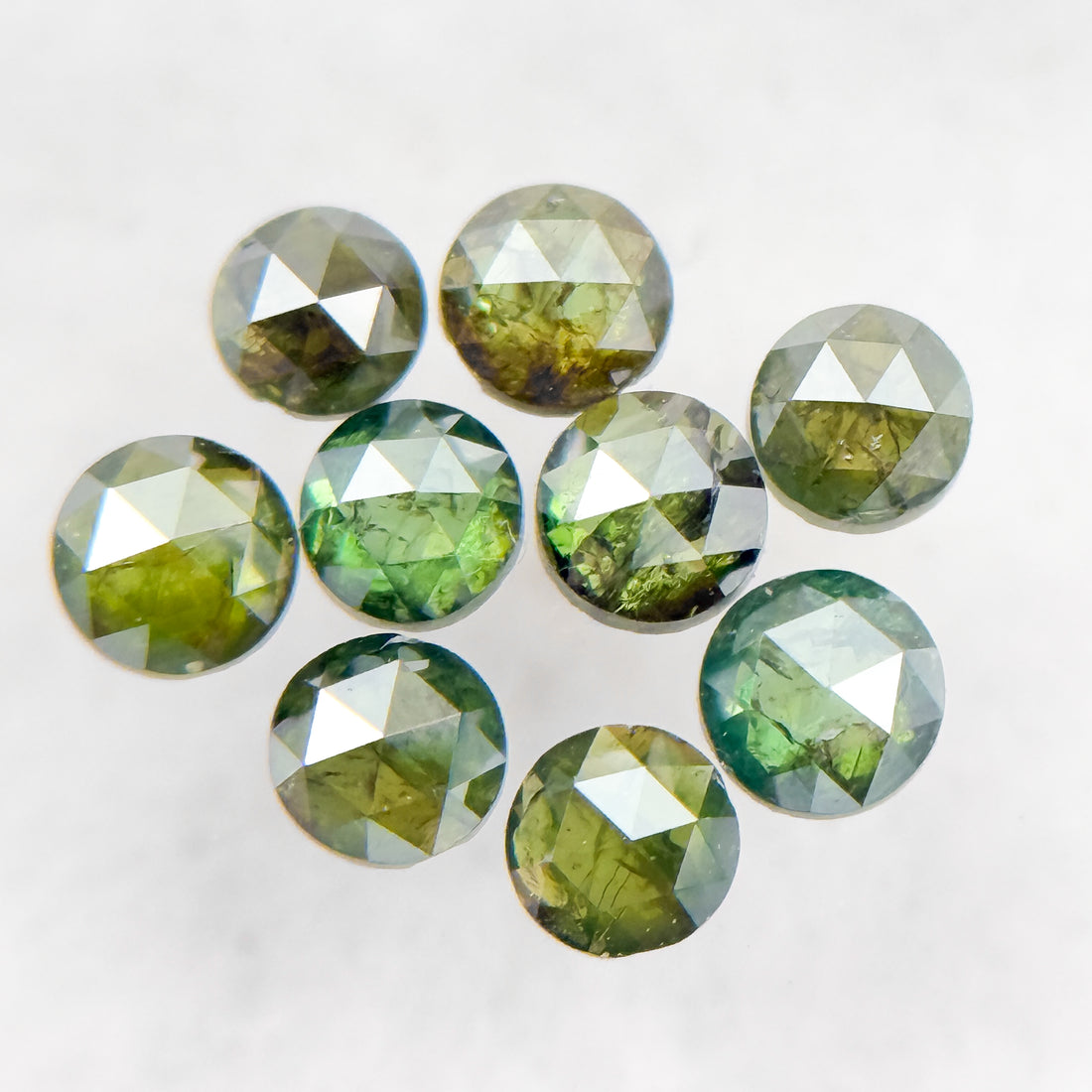 1.5 MM Round Rose Cut Green Natural Minimalist Diamond