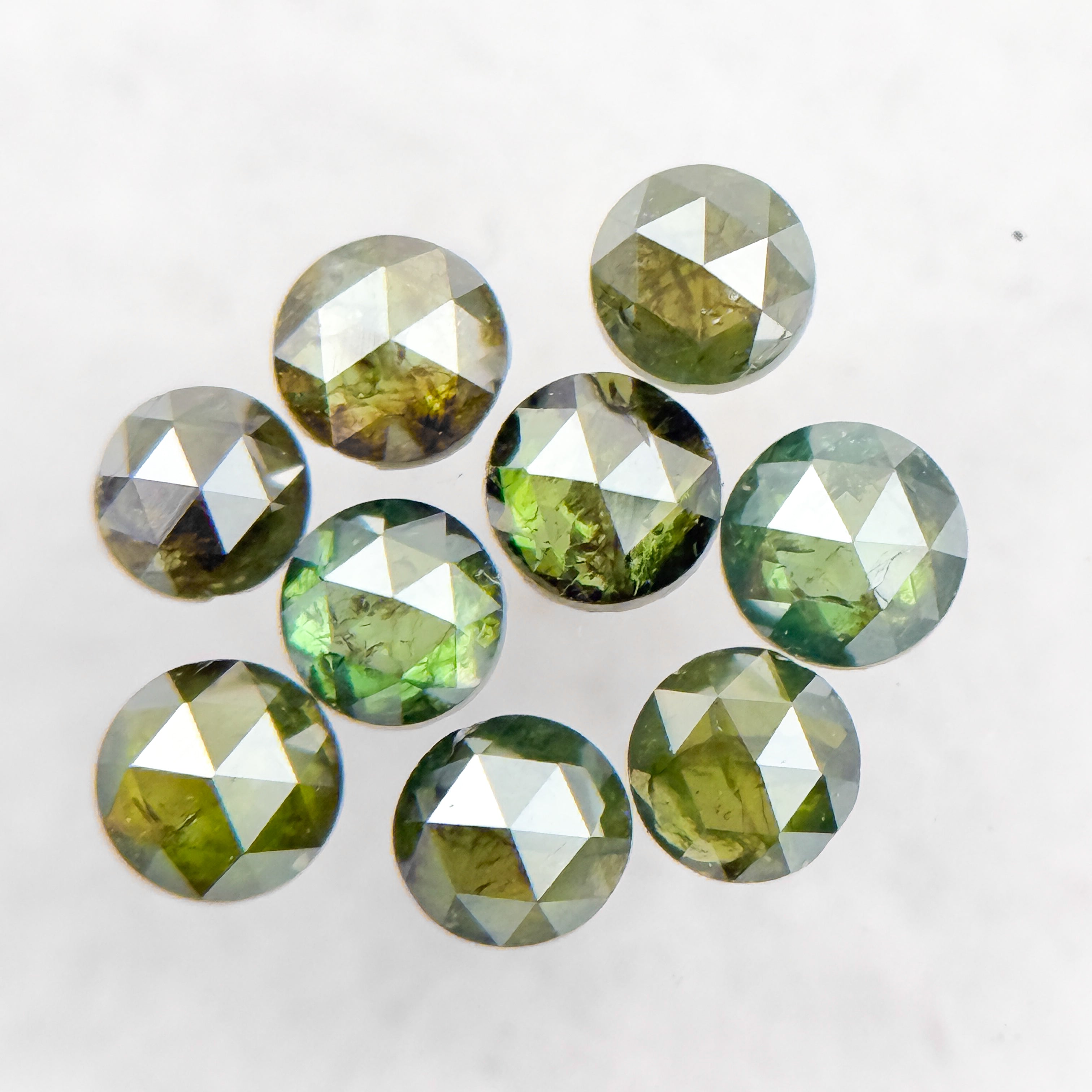 1.5 MM Round Rose Cut Green Natural Minimalist Diamond