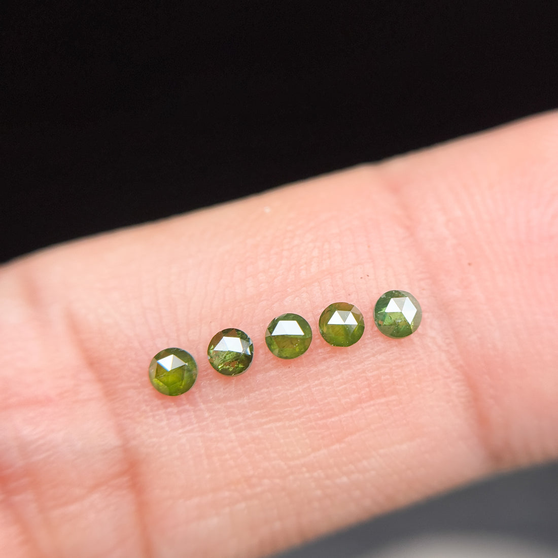 1.5 MM Round Rose Cut Green Natural Minimalist Diamond
