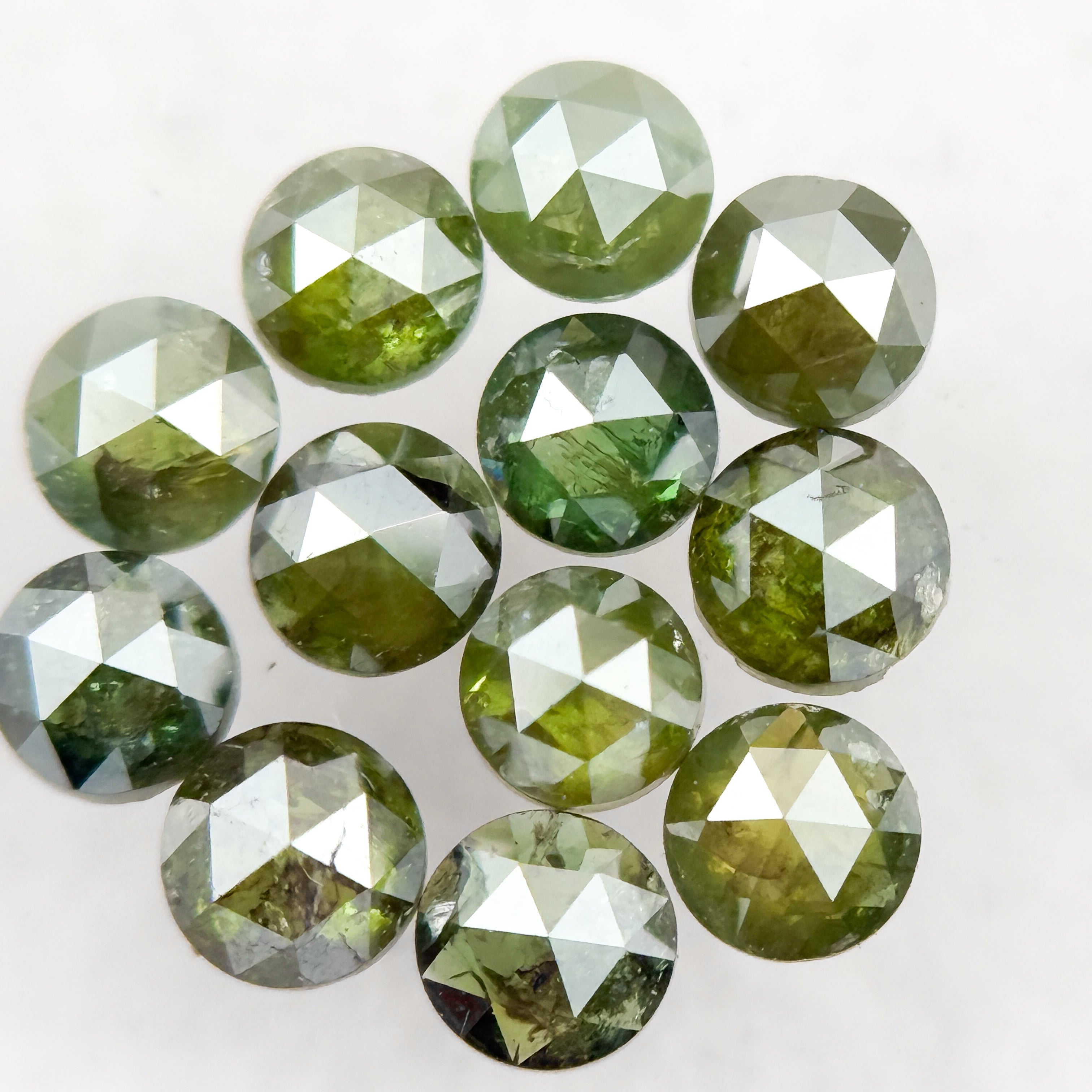 3 MM Round Rose Cut Green Natural Minimalist Diamond