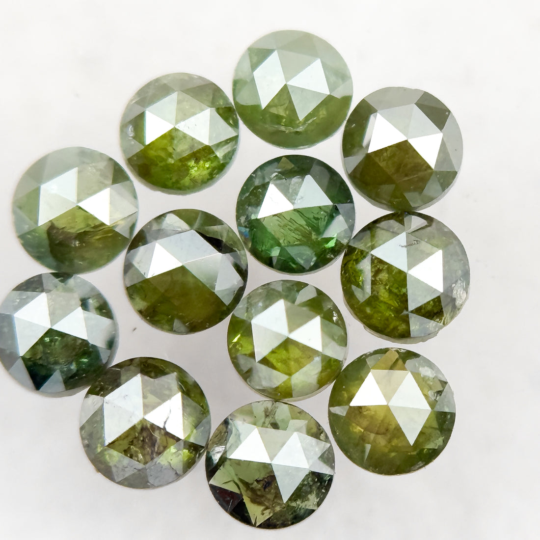 3 MM Round Rose Cut Green Natural Minimalist Diamond