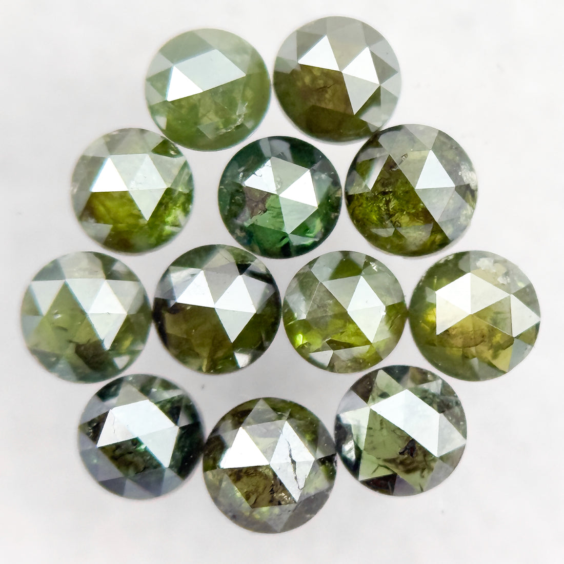 3 MM Round Rose Cut Green Natural Minimalist Diamond