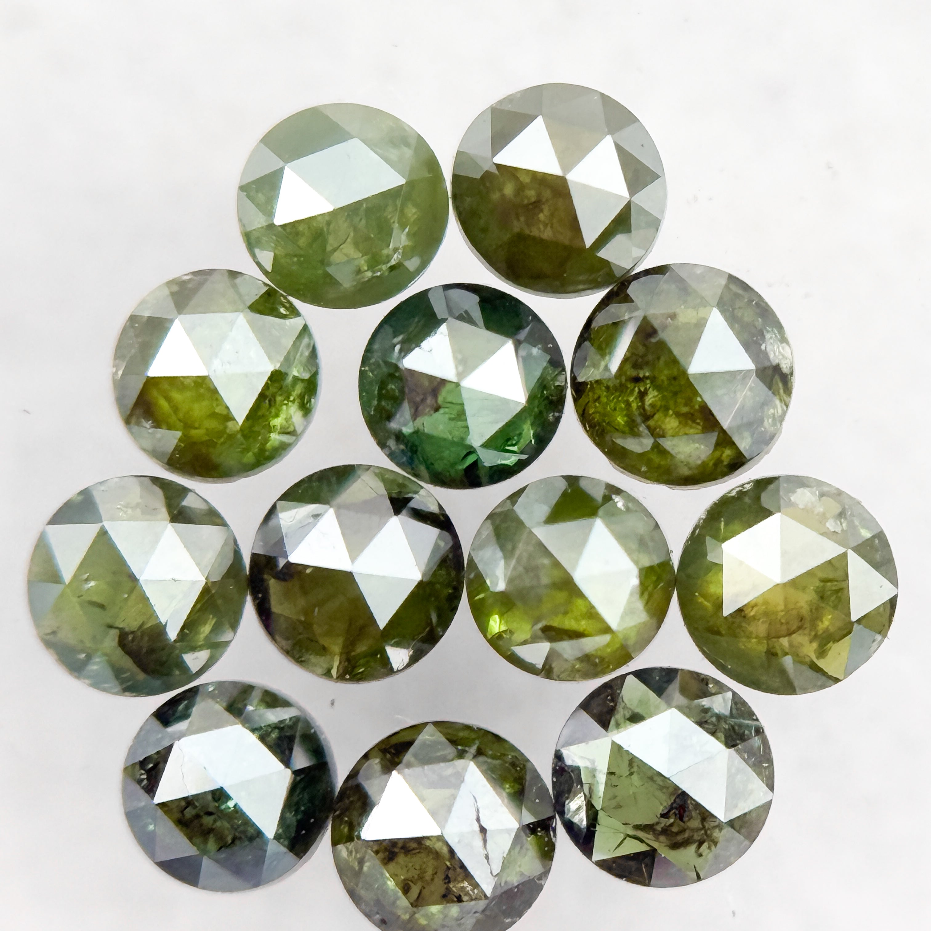 3 MM Round Rose Cut Green Natural Minimalist Diamond