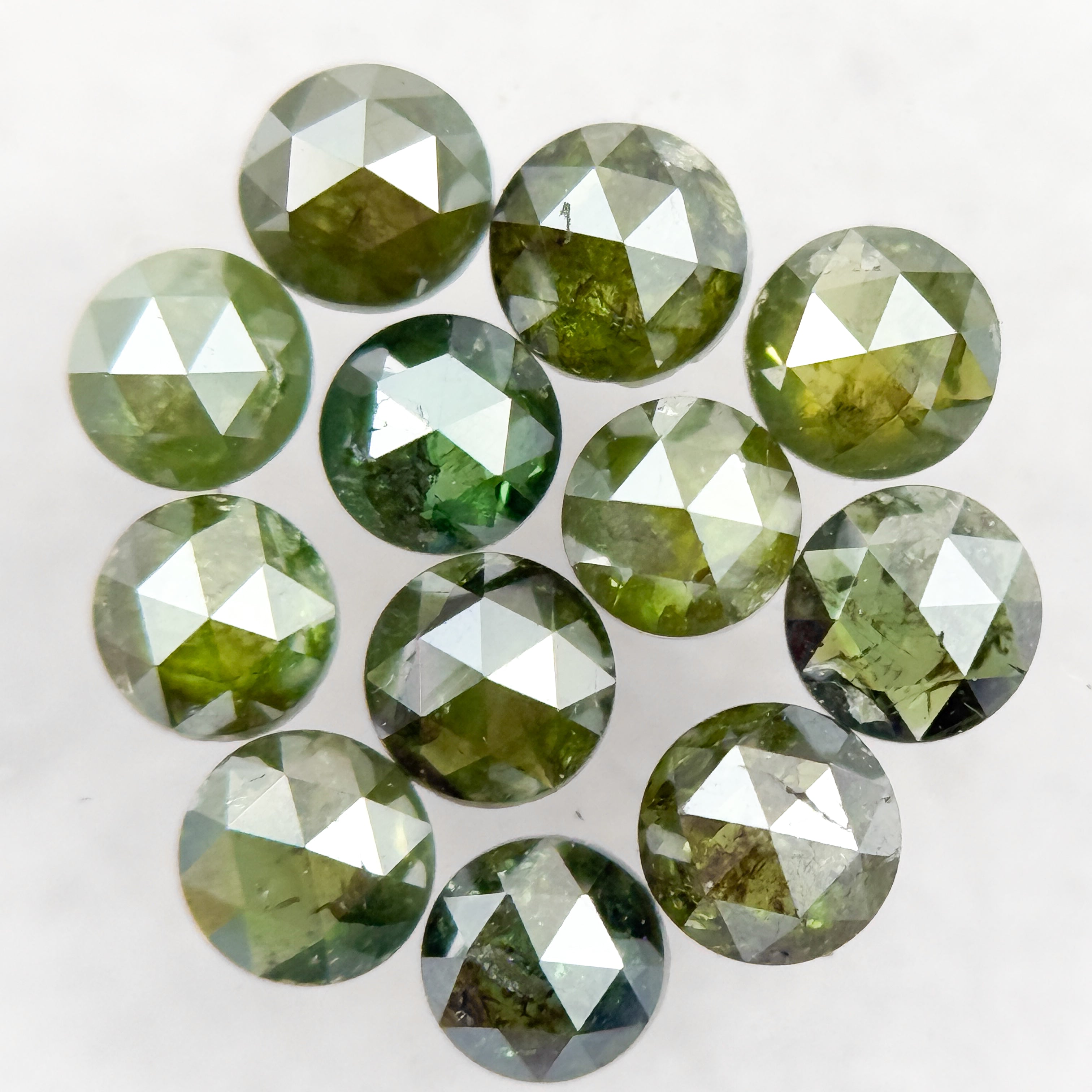 3 MM Round Rose Cut Green Natural Minimalist Diamond
