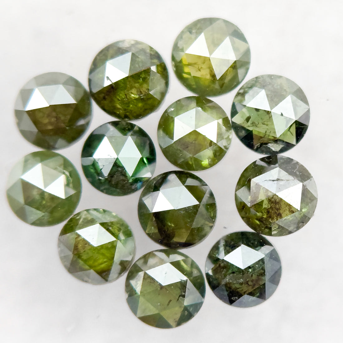 3 MM Round Rose Cut Green Natural Minimalist Diamond