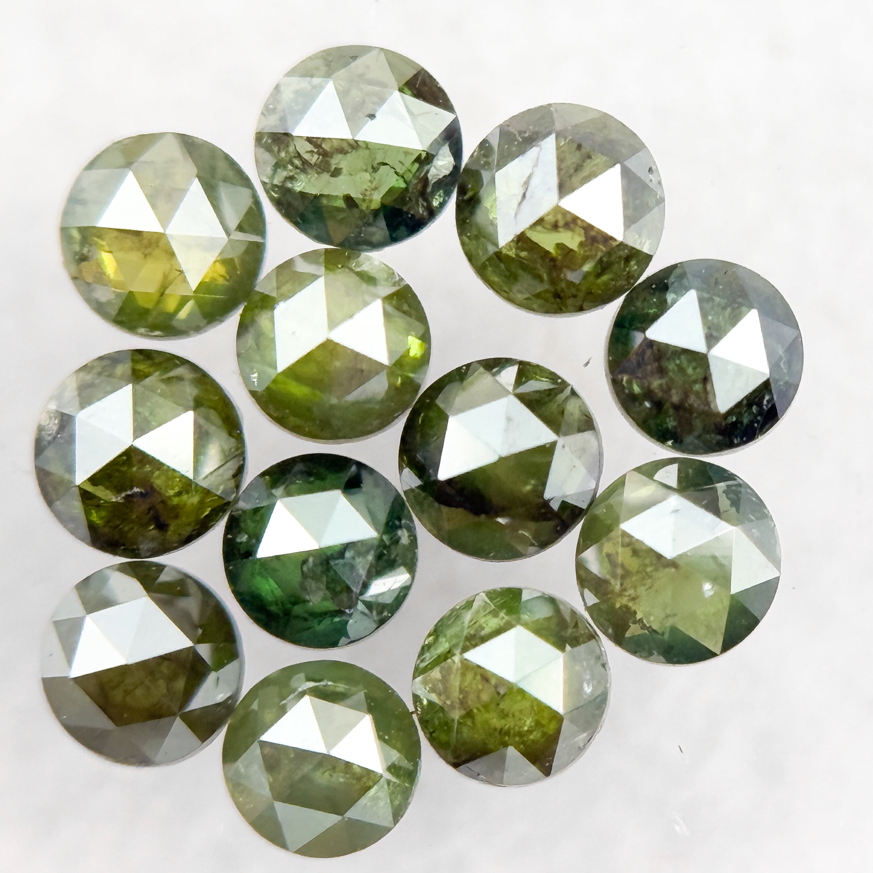 3 MM Round Rose Cut Green Natural Minimalist Diamond