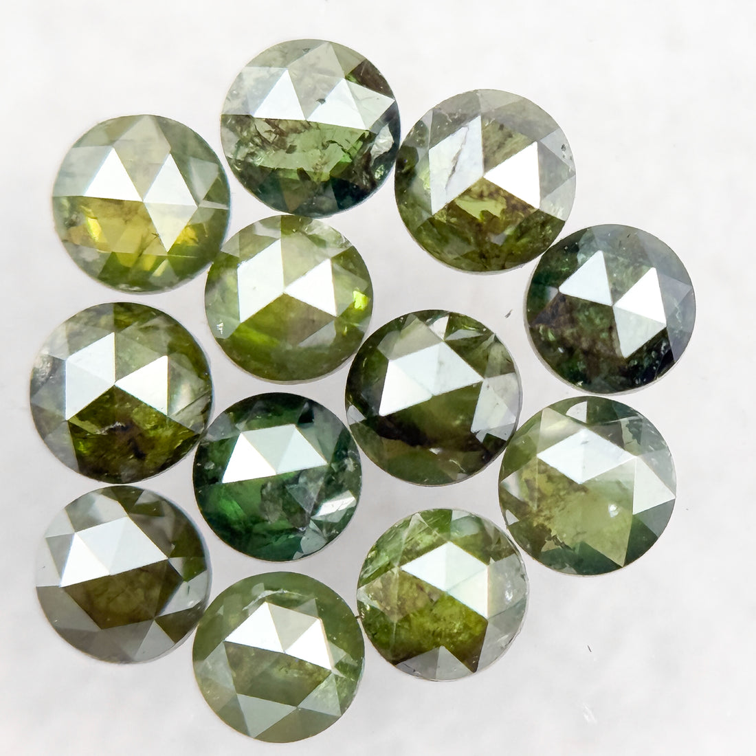 3 MM Round Rose Cut Green Natural Minimalist Diamond