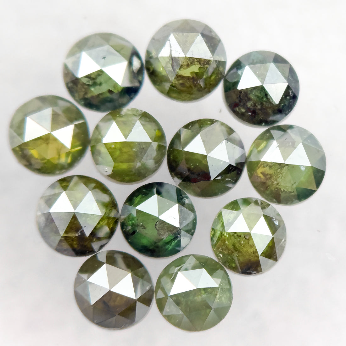 3 MM Round Rose Cut Green Natural Minimalist Diamond