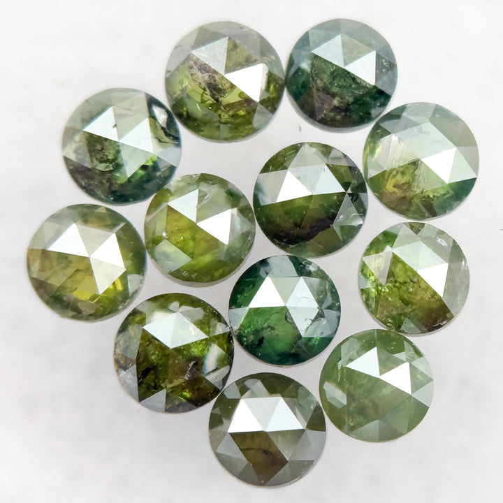 3 MM Round Rose Cut Green Natural Minimalist Diamond