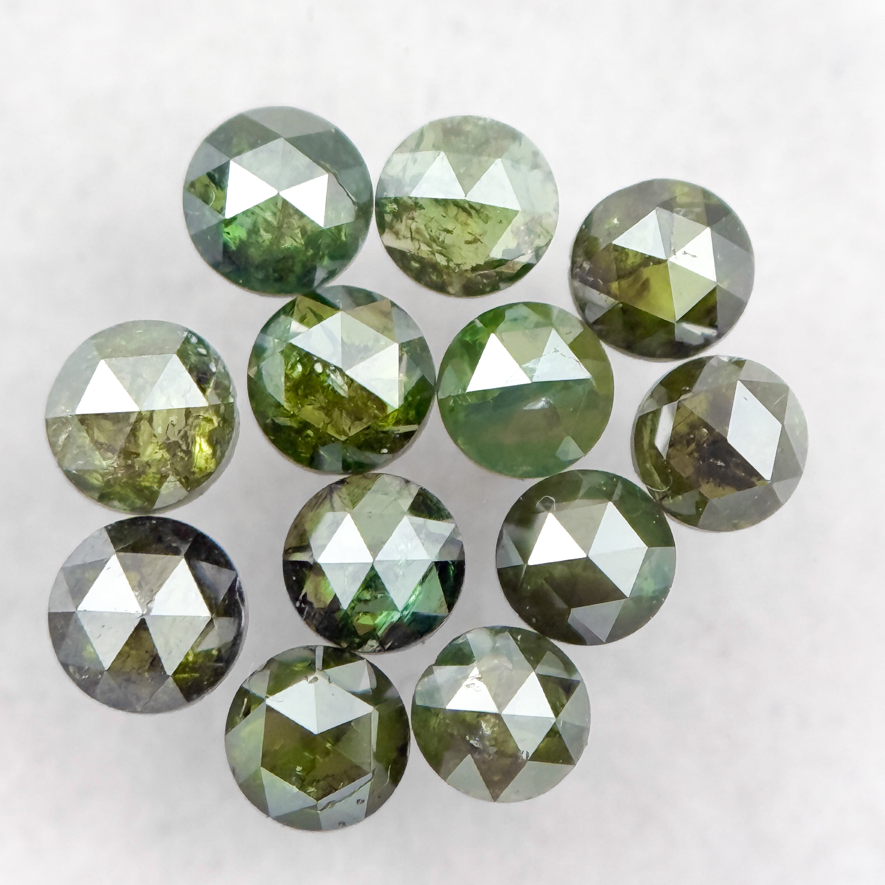 2.5 MM Round Rose Cut Green Natural Minimalist Diamond
