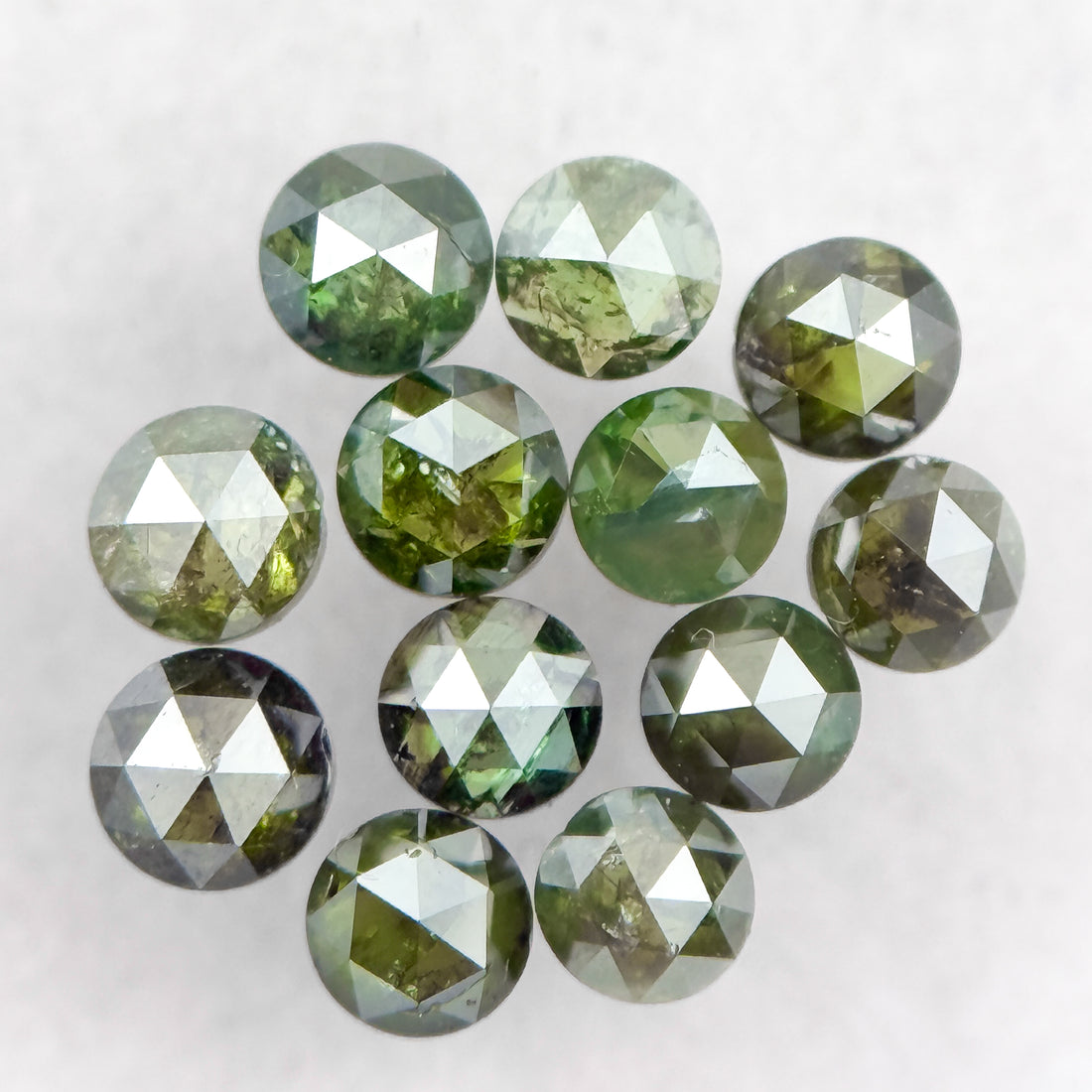2.5 MM Round Rose Cut Green Natural Minimalist Diamond