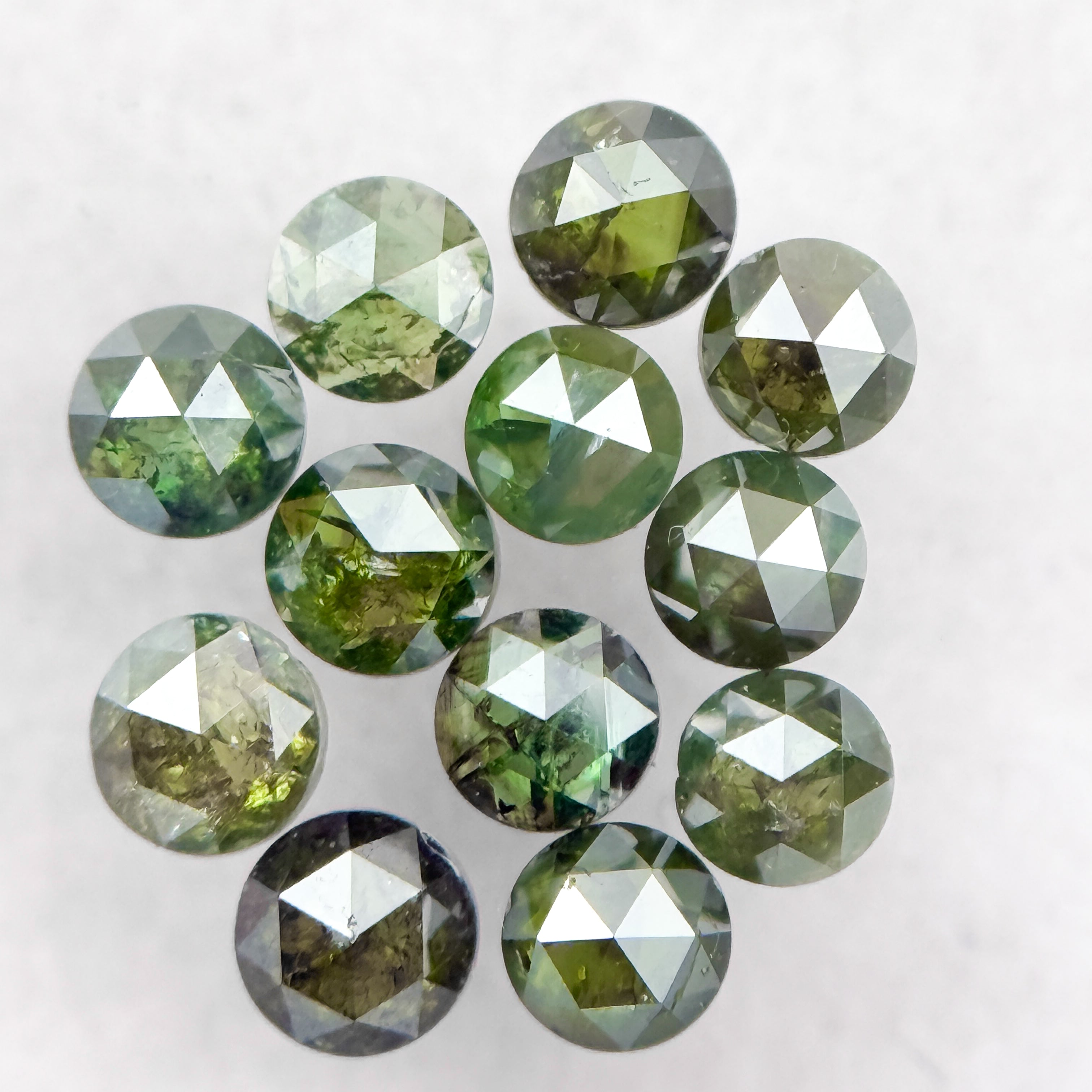 2.5 MM Round Rose Cut Green Natural Minimalist Diamond
