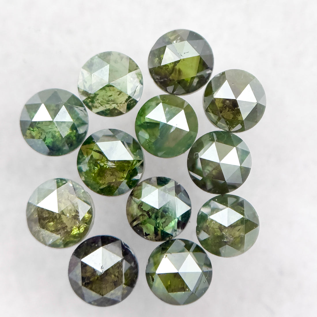 2.5 MM Round Rose Cut Green Natural Minimalist Diamond