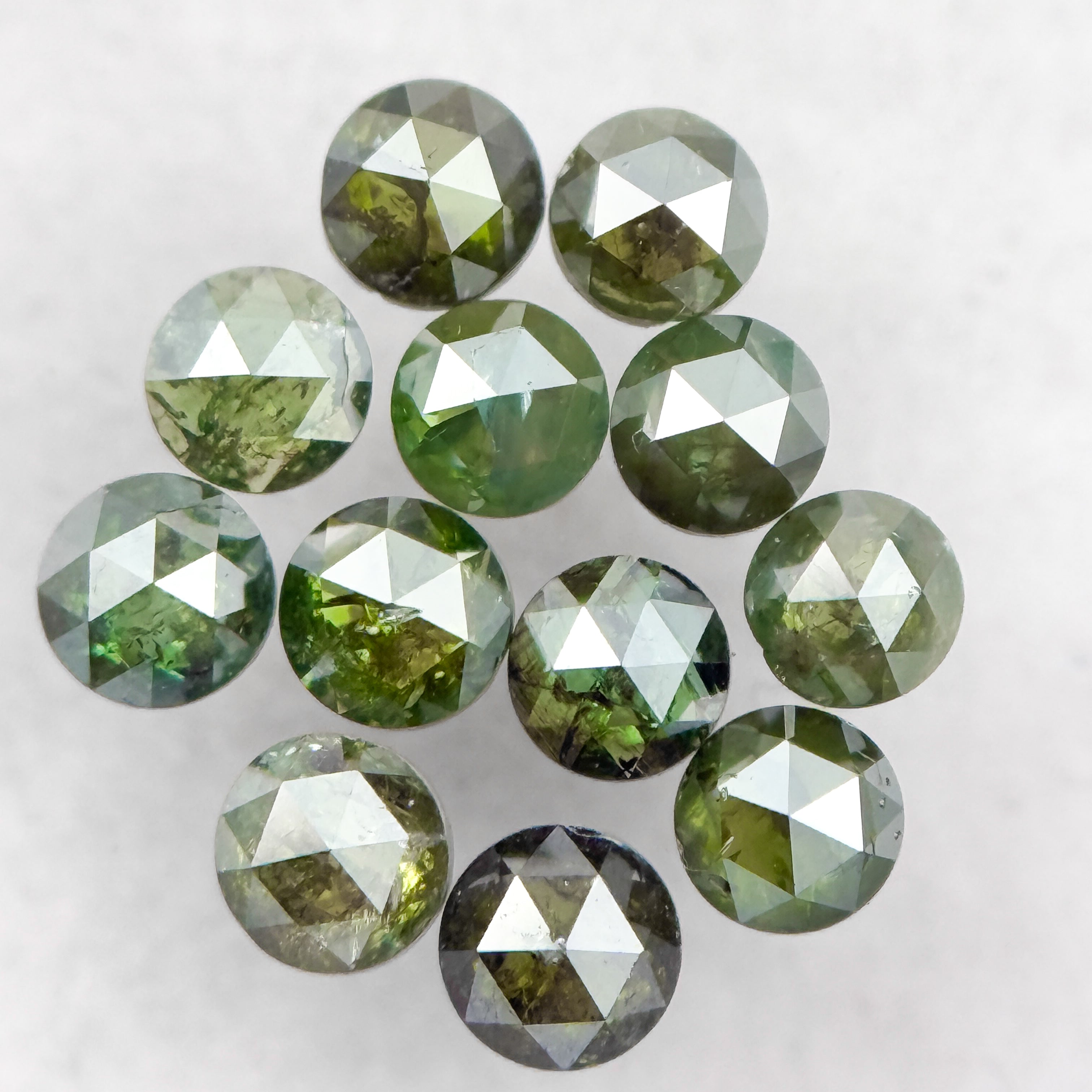 2.5 MM Round Rose Cut Green Natural Minimalist Diamond