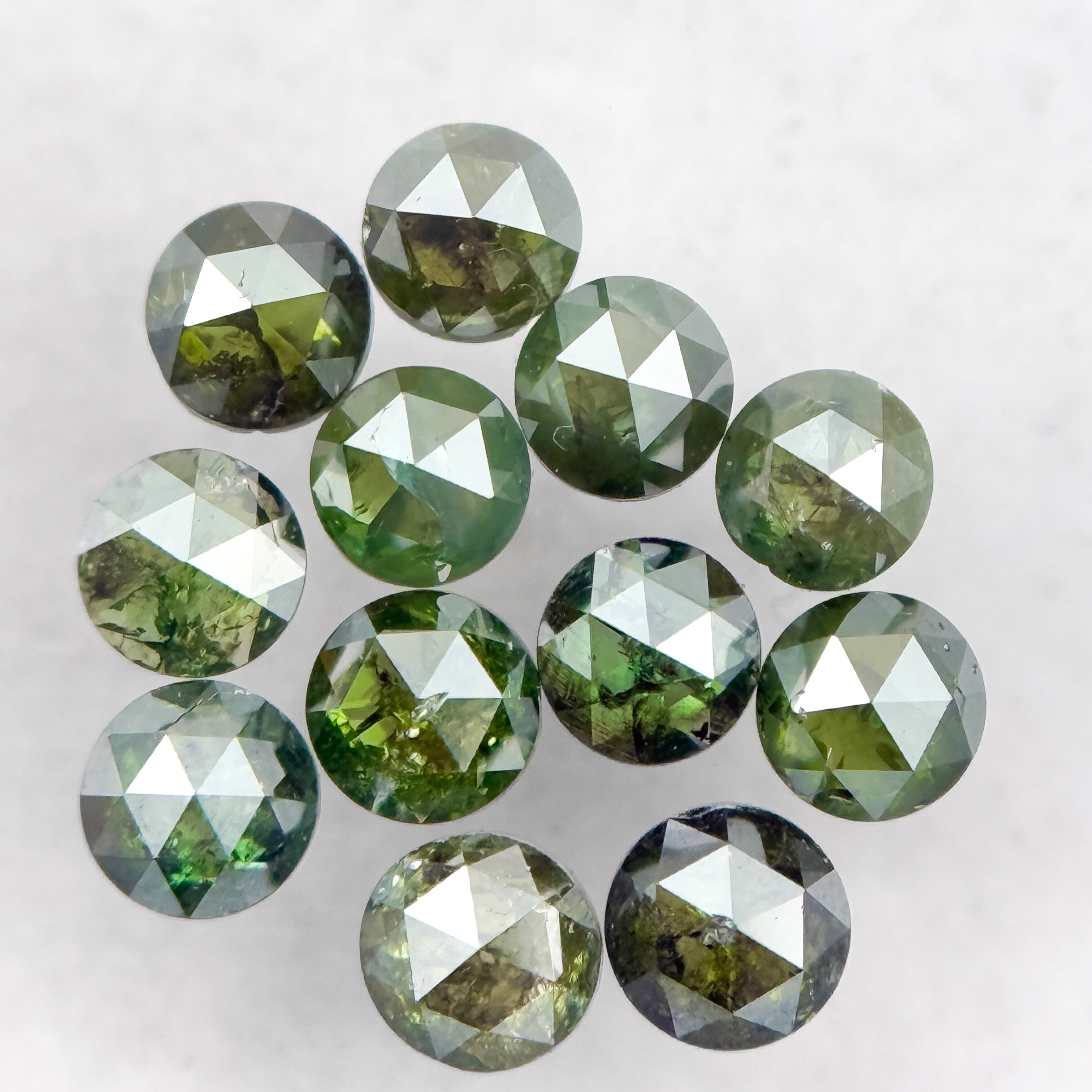 2.5 MM Round Rose Cut Green Natural Minimalist Diamond