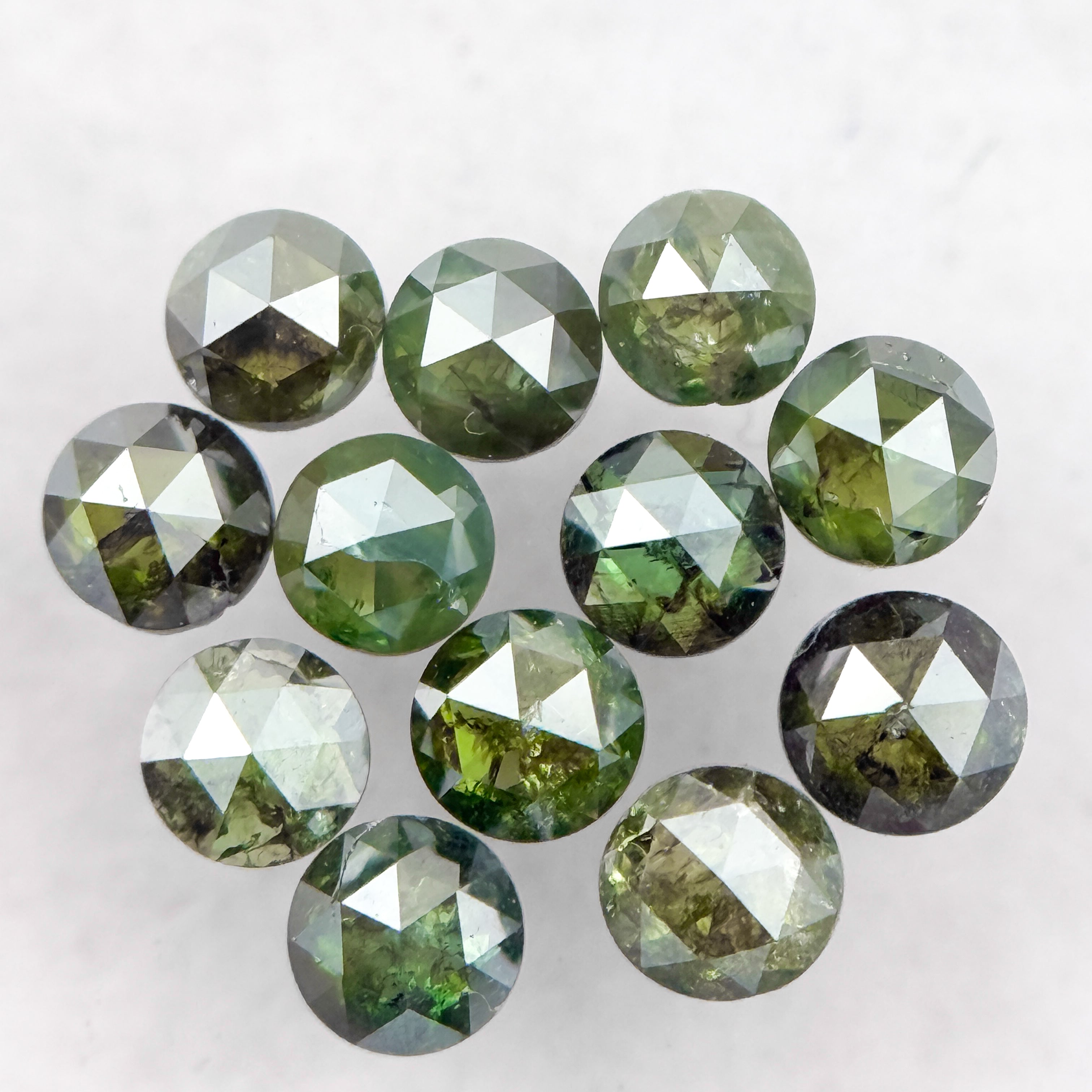 2.5 MM Round Rose Cut Green Natural Minimalist Diamond