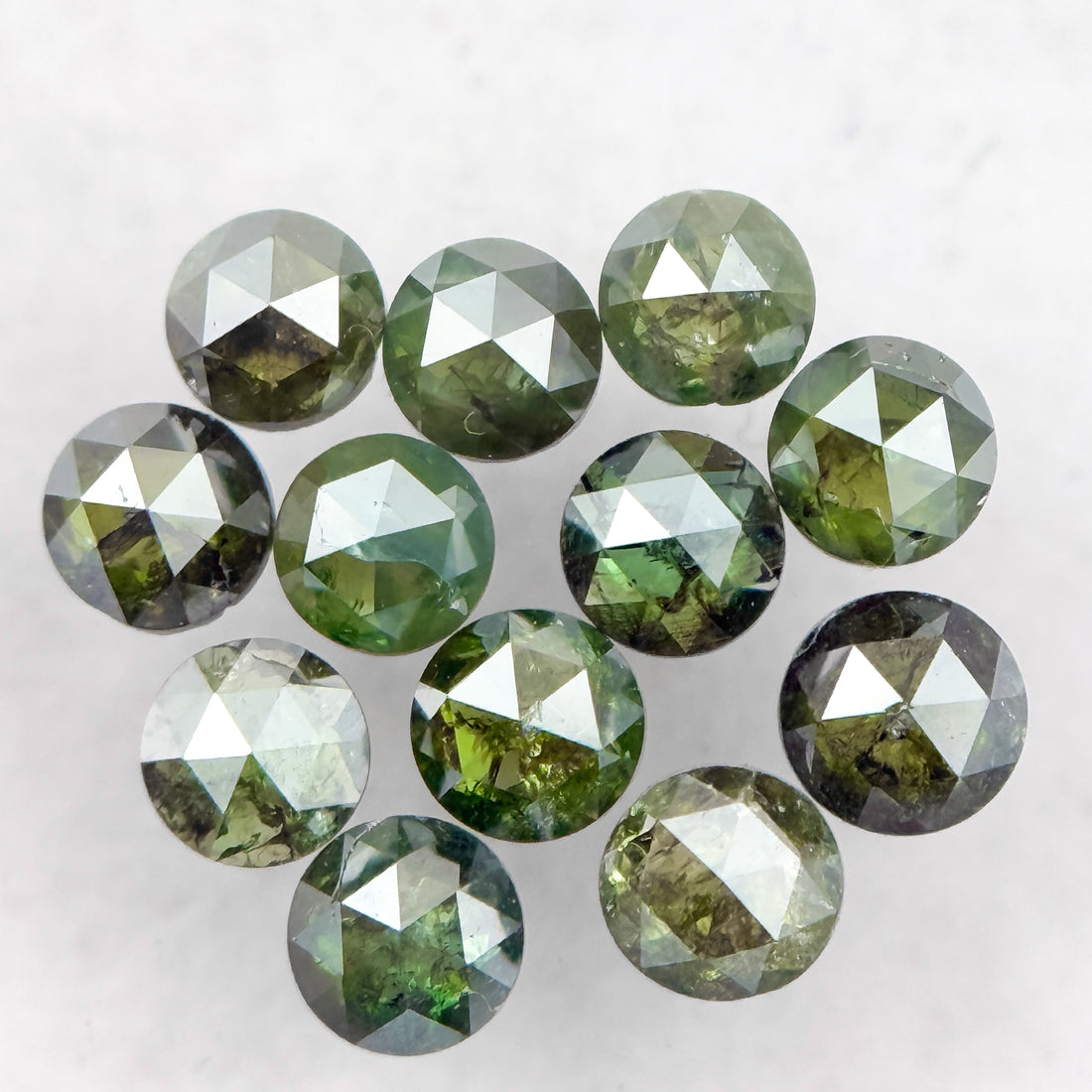 2.5 MM Round Rose Cut Green Natural Minimalist Diamond