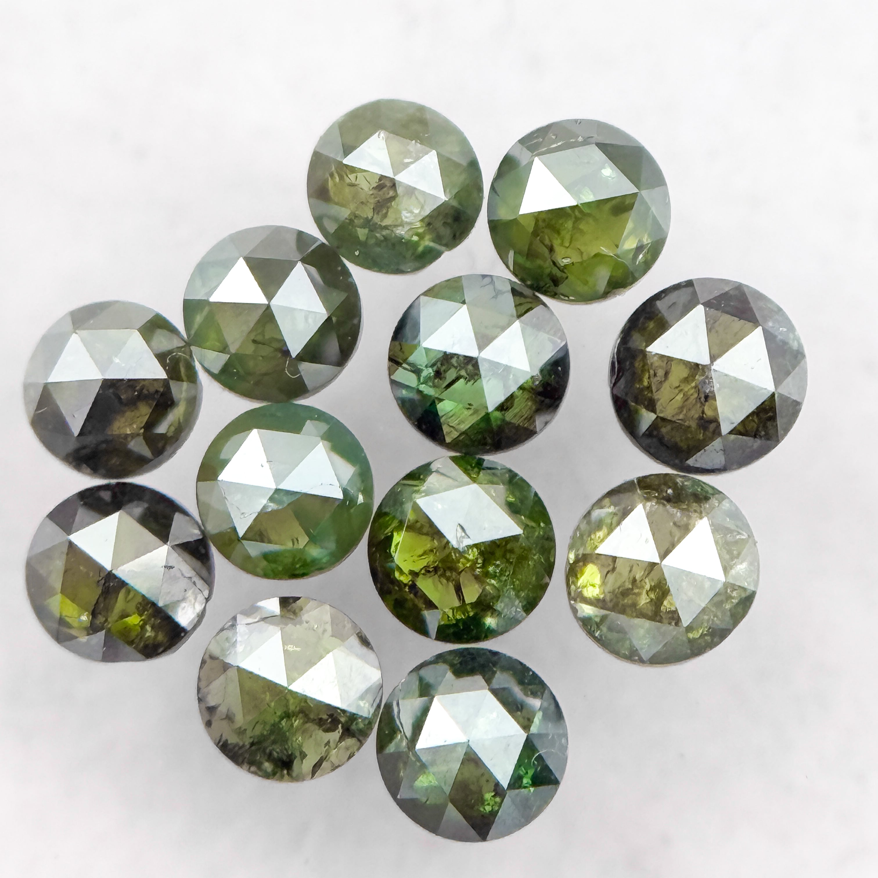 2.5 MM Round Rose Cut Green Natural Minimalist Diamond