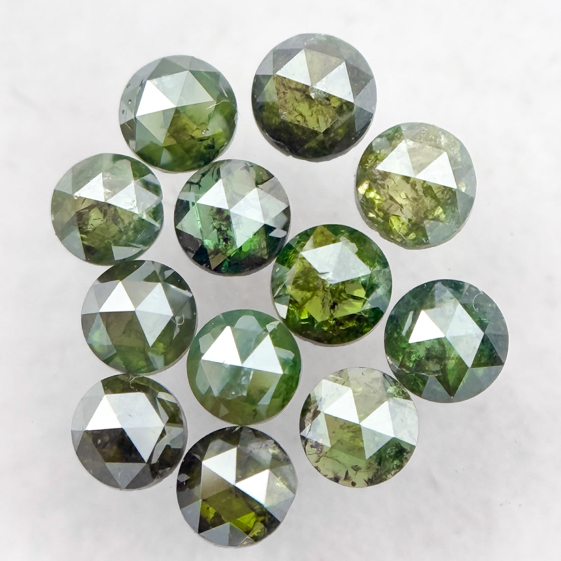 2.5 MM Round Rose Cut Green Natural Minimalist Diamond