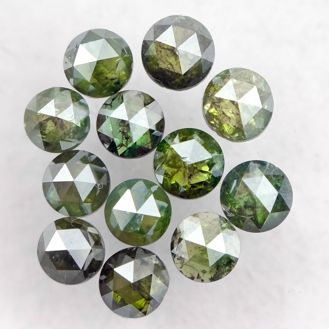 2.5 MM Round Rose Cut Green Natural Minimalist Diamond