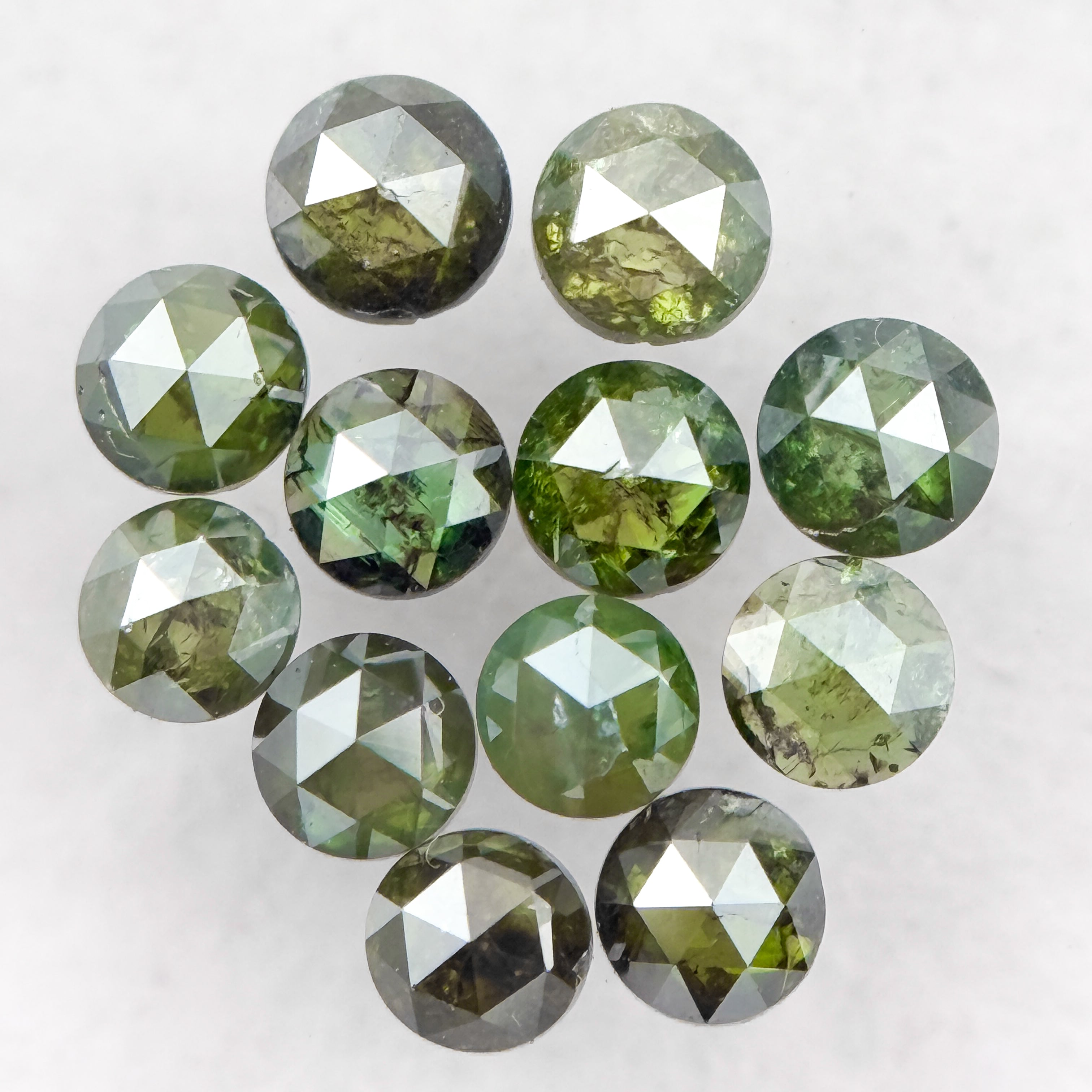 2.5 MM Round Rose Cut Green Natural Minimalist Diamond