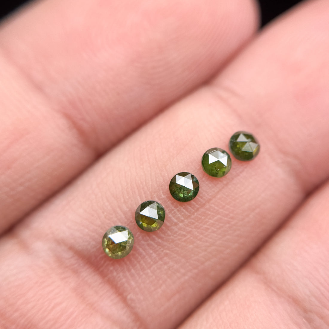 2.5 MM Round Rose Cut Green Natural Minimalist Diamond